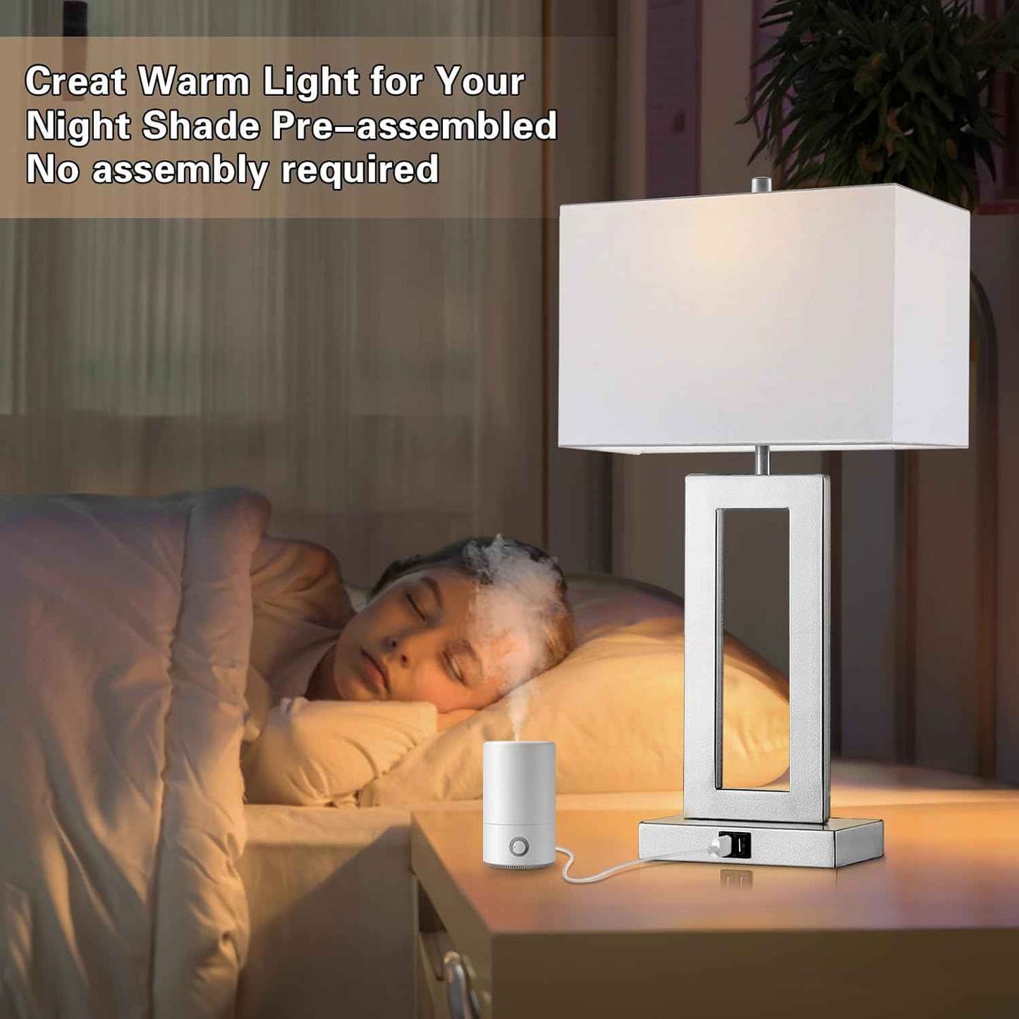 Gold Table Lamps Set of 2 - 3-Way Dimmable Touch Control with USB Ports, 22” Modern Design for Bedroom & Living Room