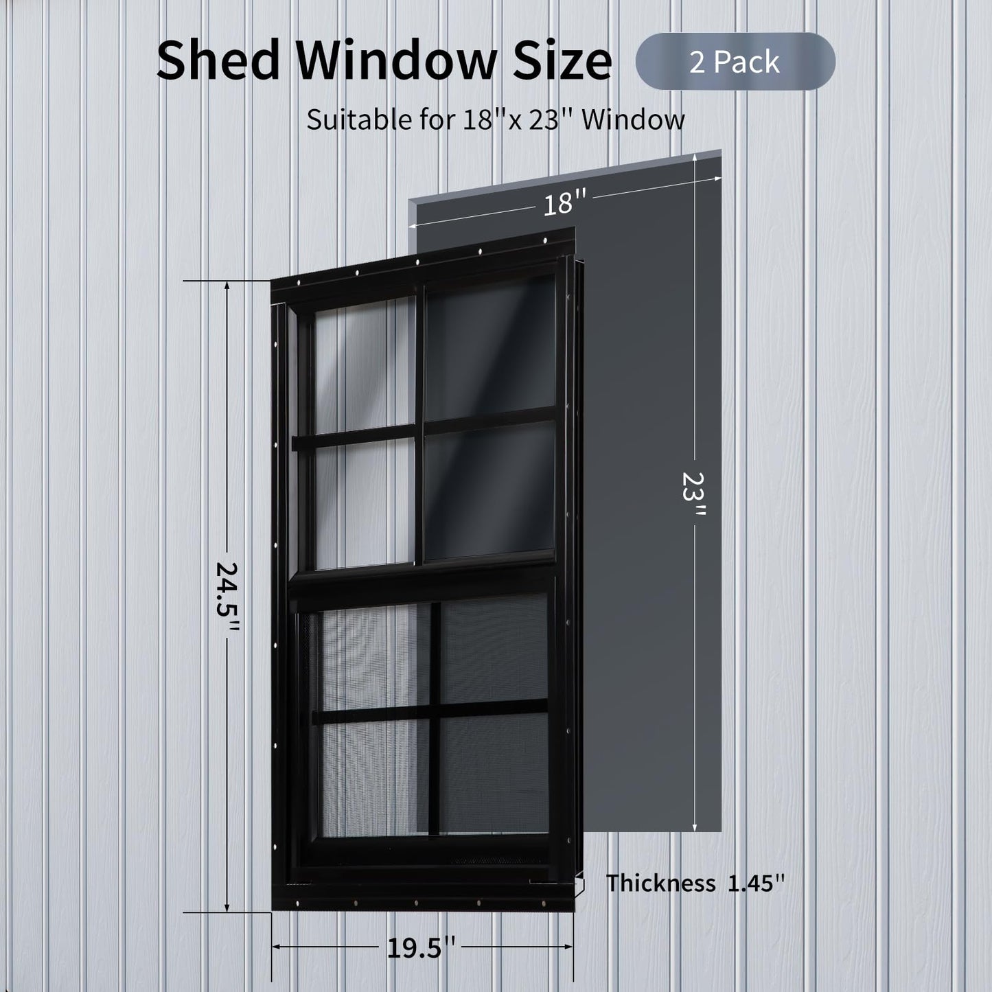 MHirmosy 2 Pcs Black Shed Windows 18" x 23" - Pro Series Thermal Break Frame Tempered Glass - Sliding Windows Windows for Tiny House, Workshop, Greenhouse, Garage