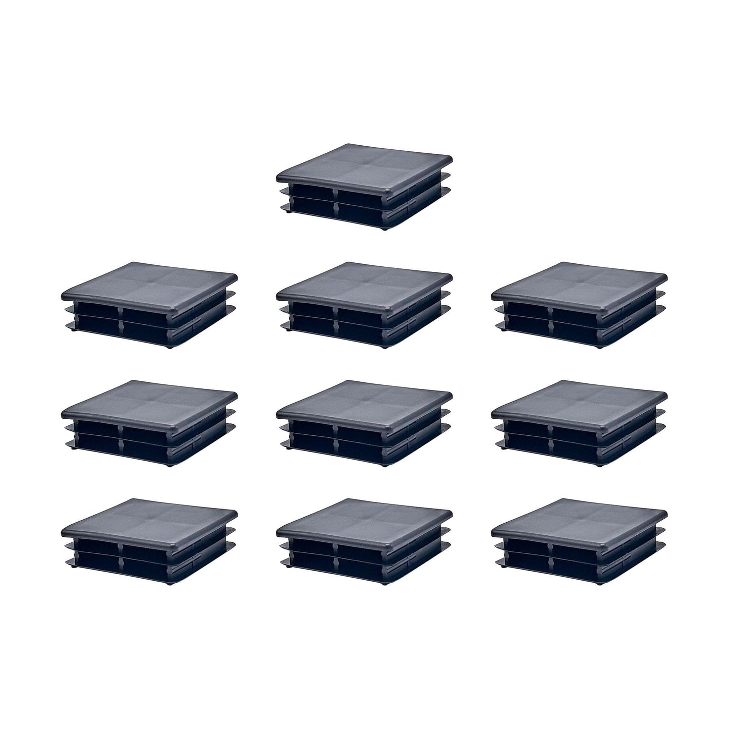 Outwater Plastic 2-1/2" Square Insert End Caps for Tubing, Finishing Plug for Square Tubing Chair Glide, Floor Protector, Fits Multi Gauge Tubing, USA Made, 10 Pack