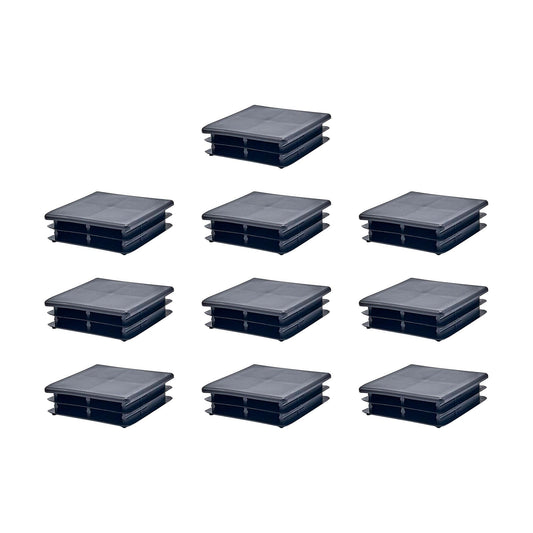 Outwater Plastic 2-1/2" Square Insert End Caps for Tubing, Finishing Plug for Square Tubing Chair Glide, Floor Protector, Fits Multi Gauge Tubing, USA Made, 10 Pack