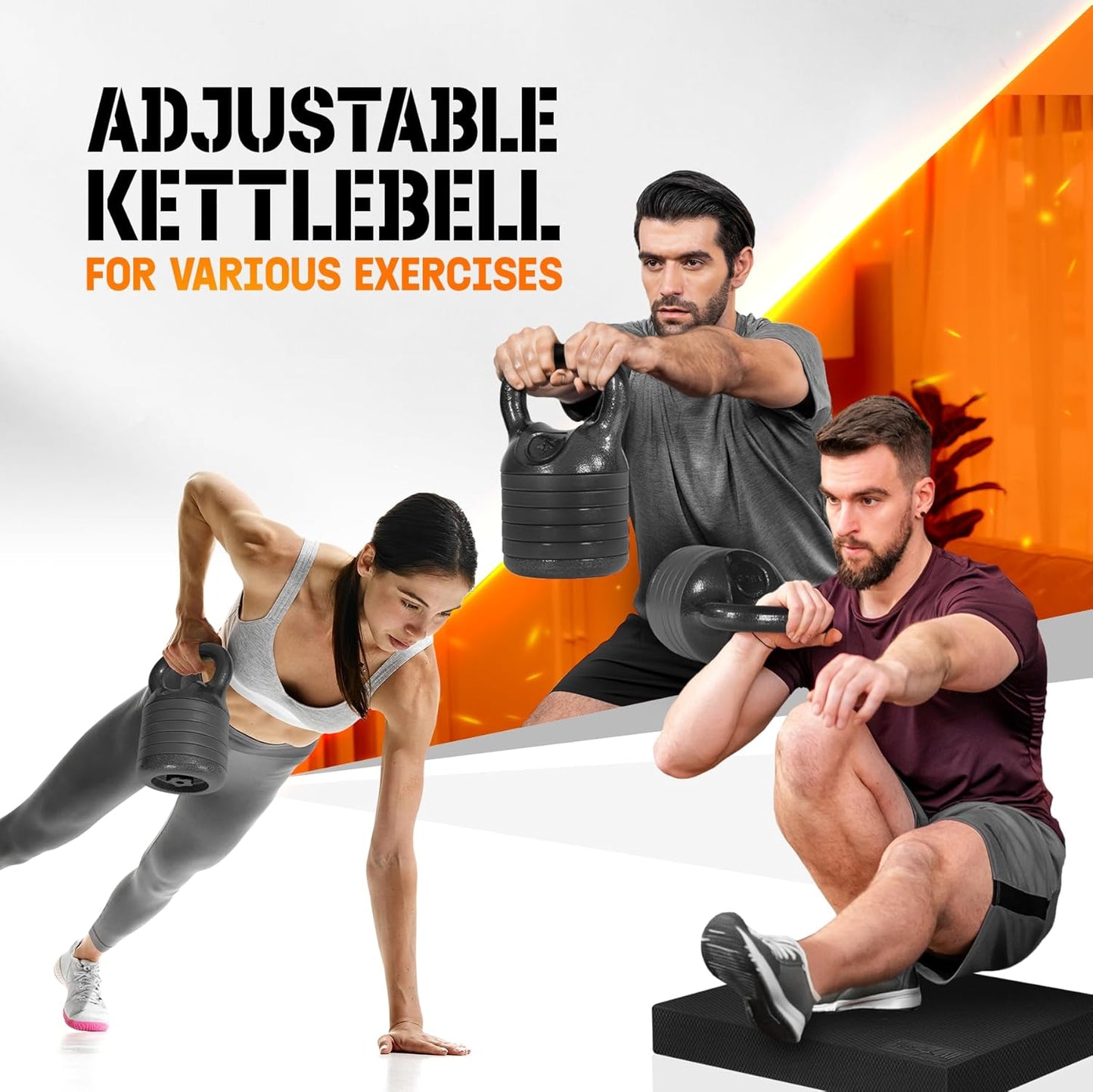 Yes4All Adjustable Kettlebell Set - 20-40 LB Solid Cast Iron with Spacer Disks & Secure Lock | Black Home Gym Essential