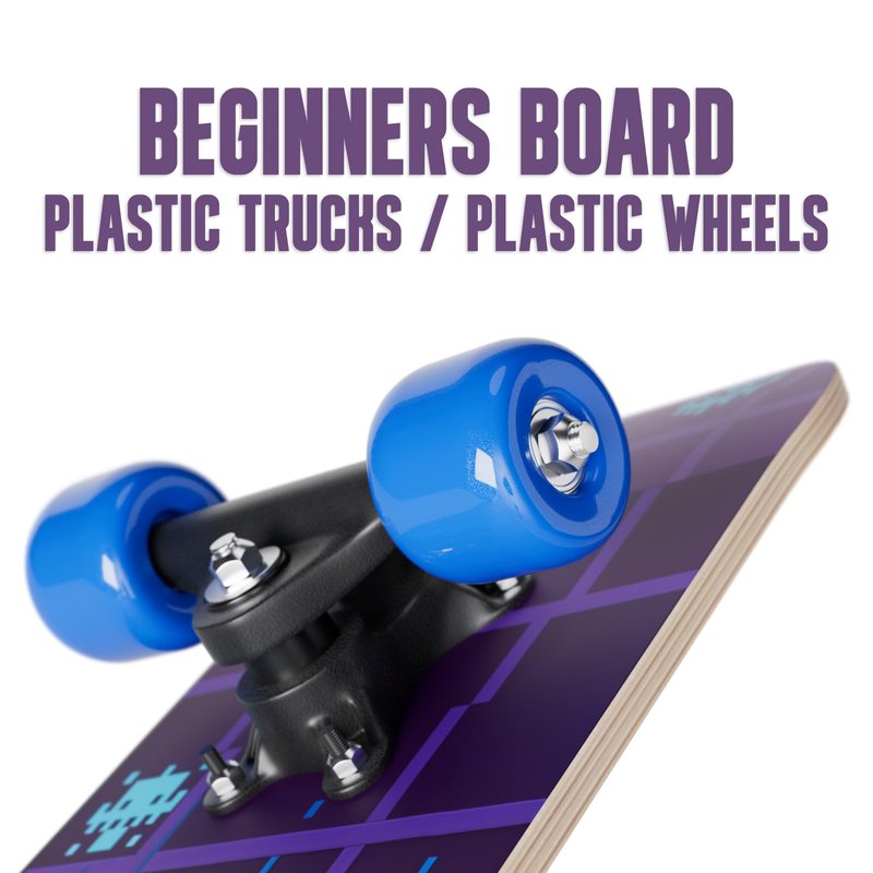 24" Mini Maple Complete Skateboard | ABEC 7 Bearings | Double Kick Concave Deck | Kids Skateboard, Ages 5-8