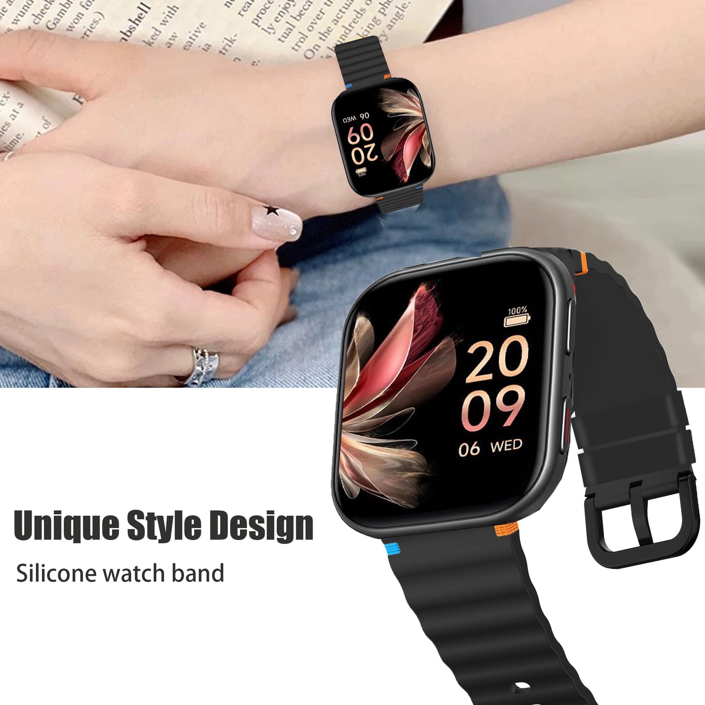 Lamshaw Compatible for Shock Clock 3 Bands, New Silicone Woven Line Adjustable Replacement Strap Compatible for Pavlok Shock Clock 3 (Black)