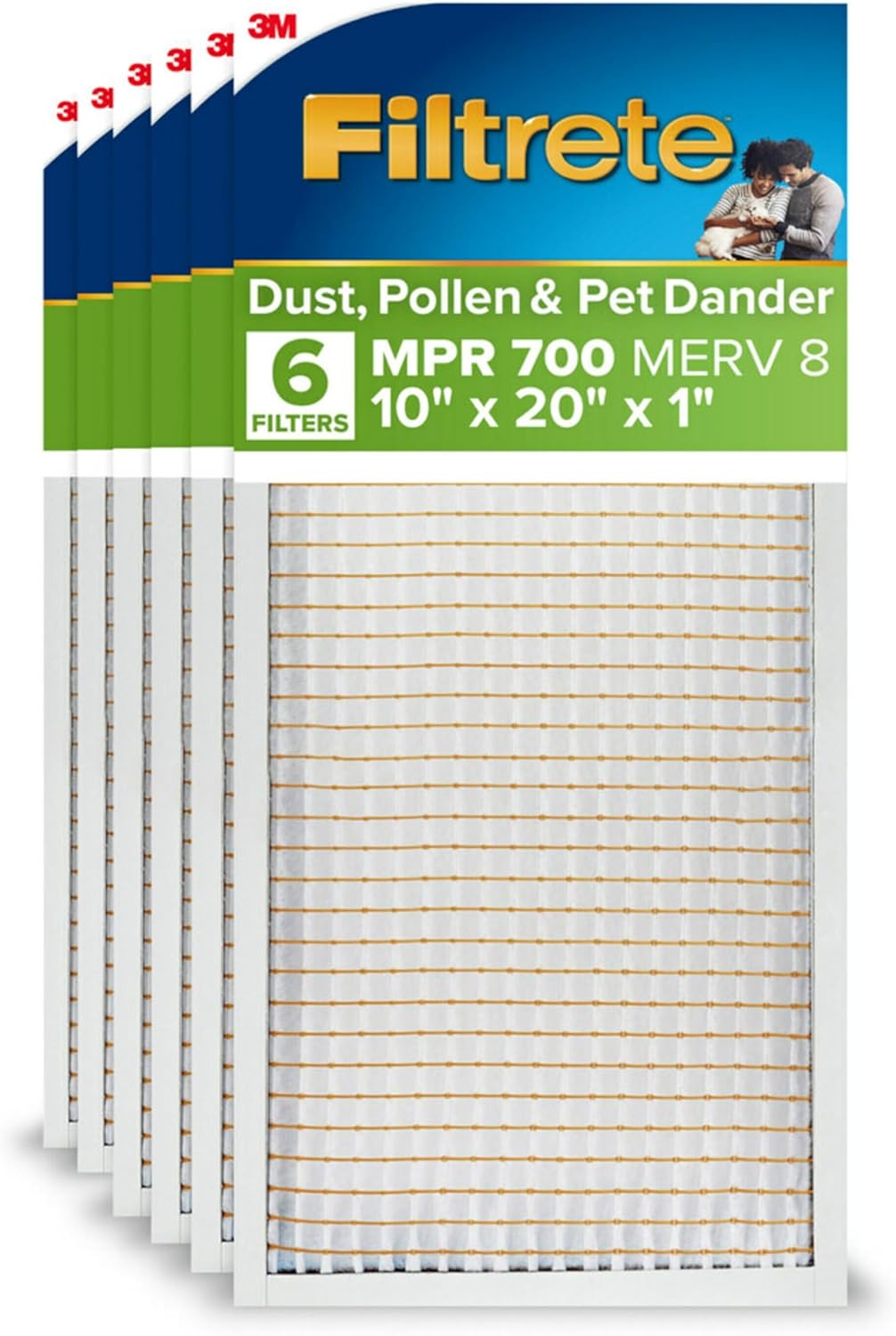 Filtrete 25x25x1 MPR 700 Air Filter - MERV 8, 3-Month Pleated Electrostatic, 6-Pack