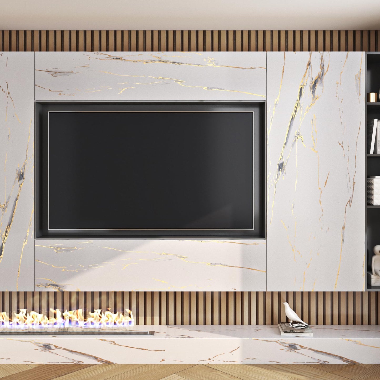 FunStick Gold White Marble Contact Paper for Countertops Peel and Stick Waterproof Marble Countertop Contact Paper Kitchen Countertop Peel and Stick Marble Wallpaper for Counter Cabinets Desk 16"x80"