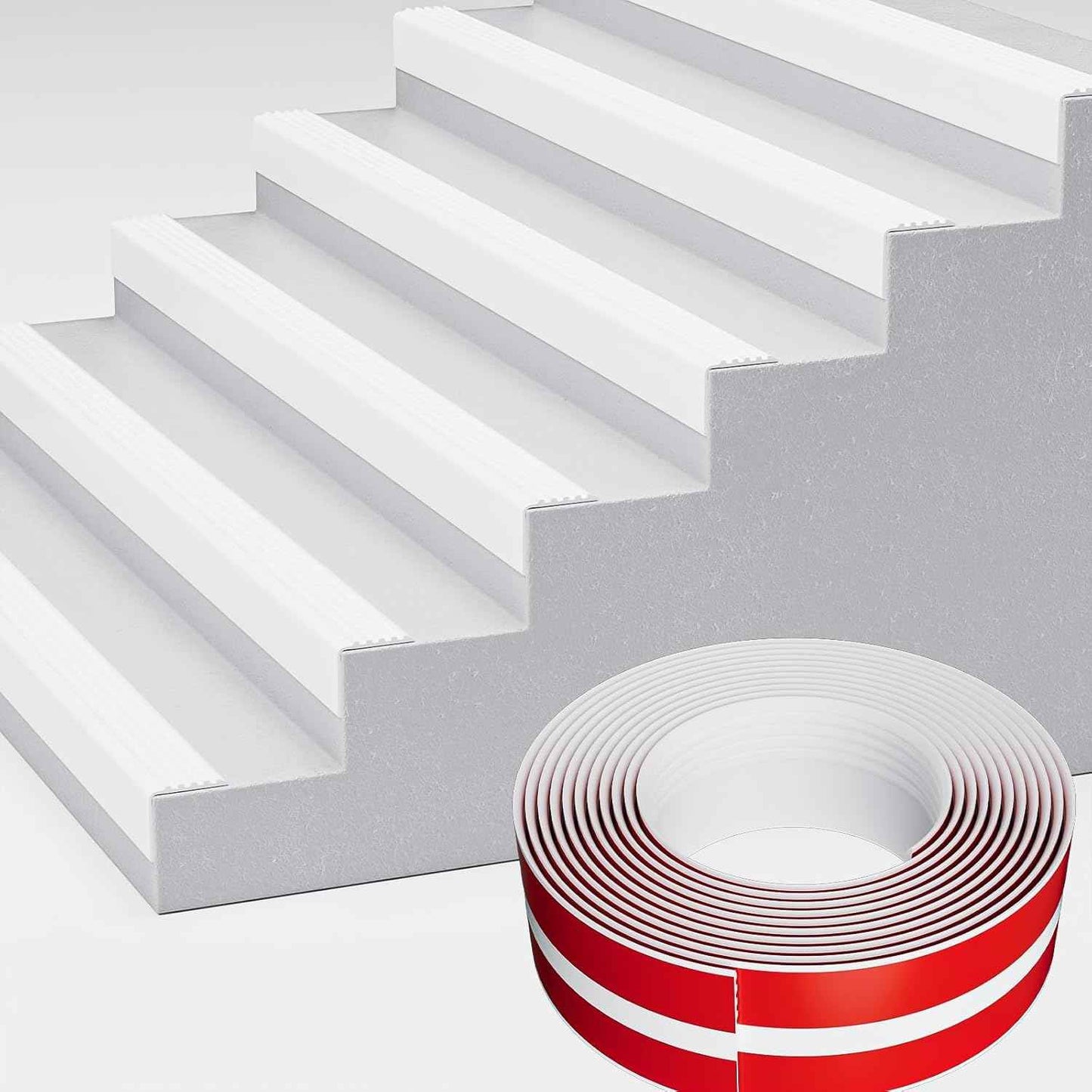 Self-Adhesive Rubber Stair Nosing Trim - 40 FT Black Edge Protector for Indoor & Outdoor Steps
