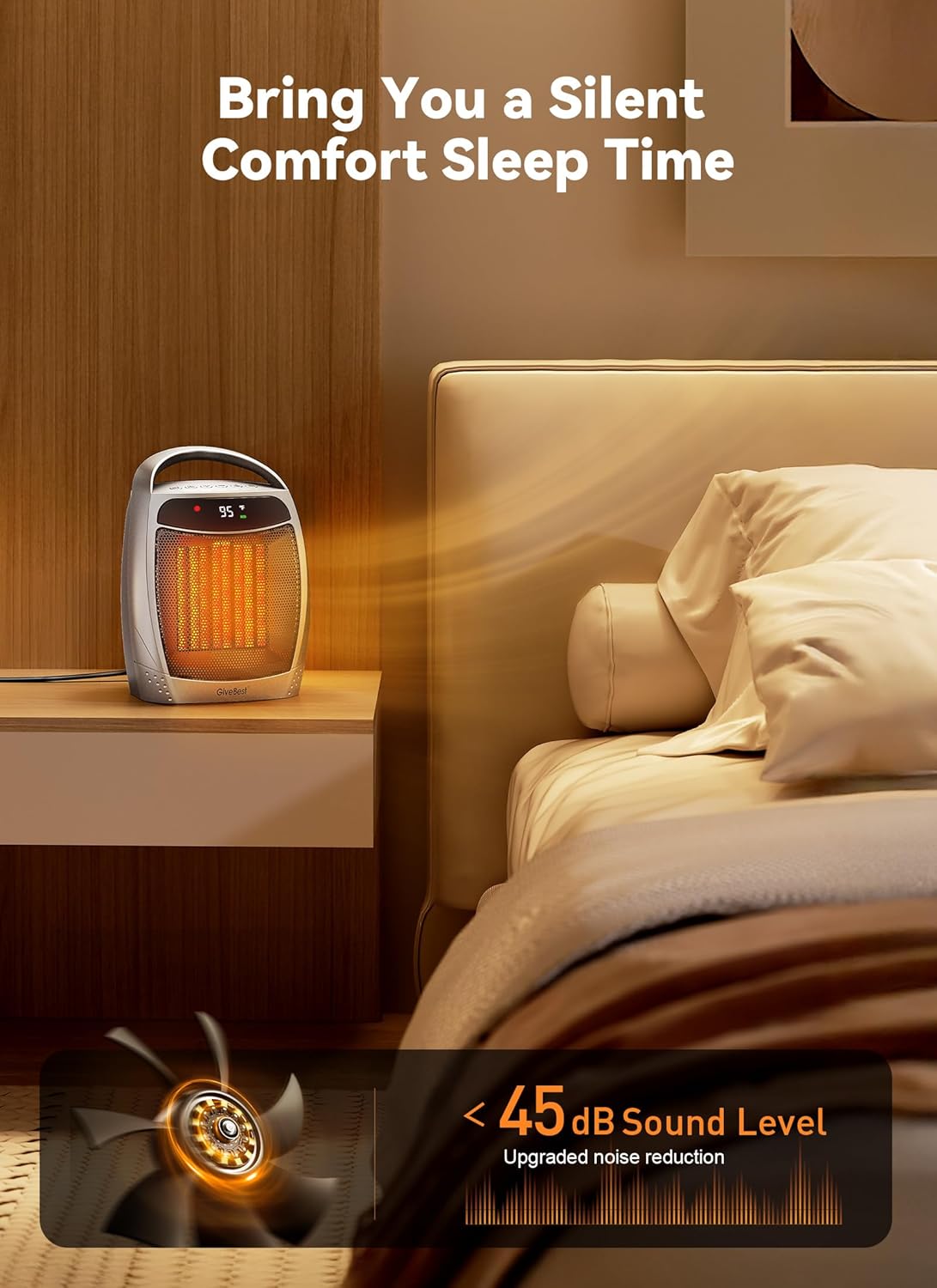 1500W Electric Space Heater with Remote - Portable PTC Ceramic Heater for Home & Office