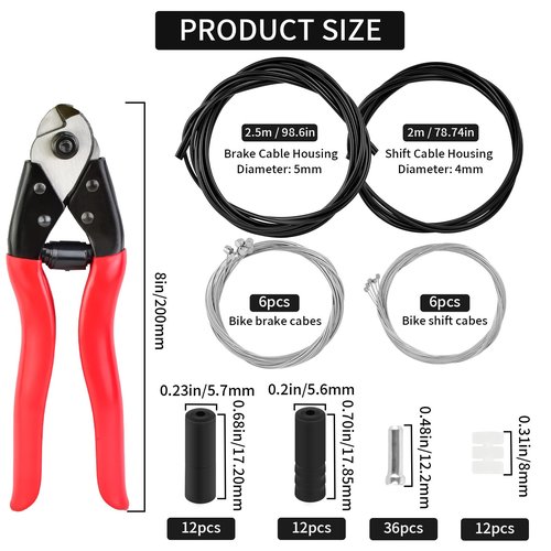 MuHize Bike Brake Cable - Upgraded 87 PCS Brake Lines Contain Stainless Steel Wire Cutter & Shifter Cables with Housing for Mountain/Road Bikes