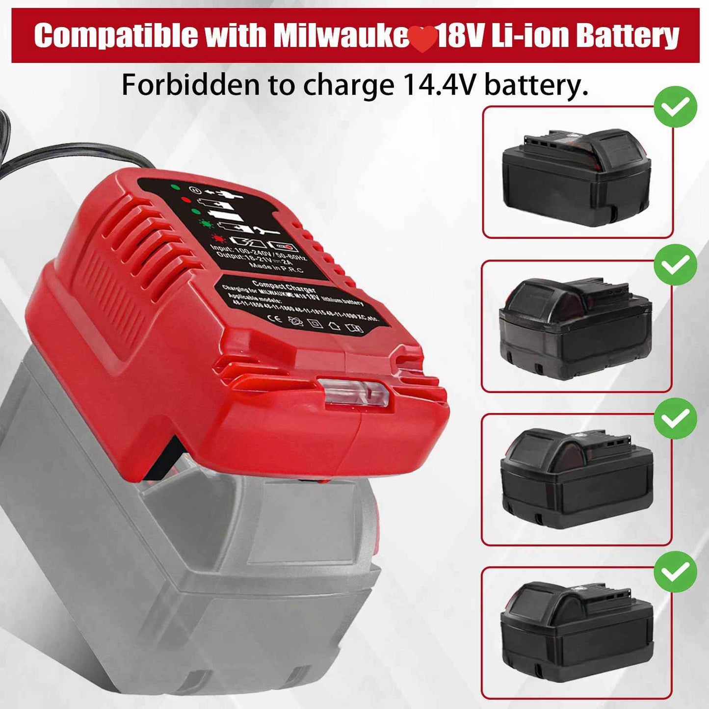 Laimiao Replacement Charger for Milwaukee M18 18V, Battery Adapter for Milwaukee 18V Lithium-Ion Tools Battery Power Charger