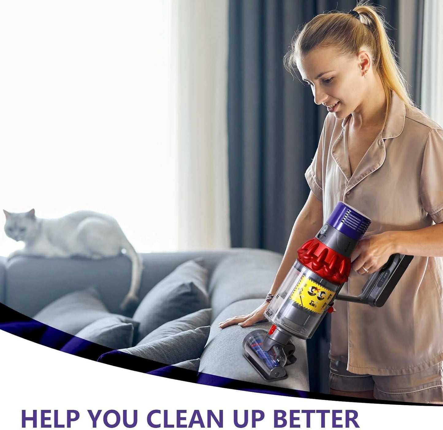 Dyson V7 V8 V10 V11 V15 Mini Motorized Brush Head - Anti-Tangle Tool for Long & Pet Hair