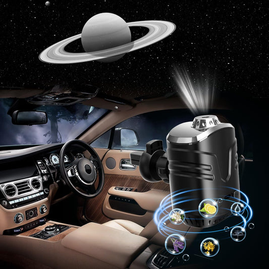 Car Star Projector with Air Freshener, Ceiling Ambient Light with 6 Scents, Auto On/Off, Vent Clip Accent Light with Diffuser(Saturn)