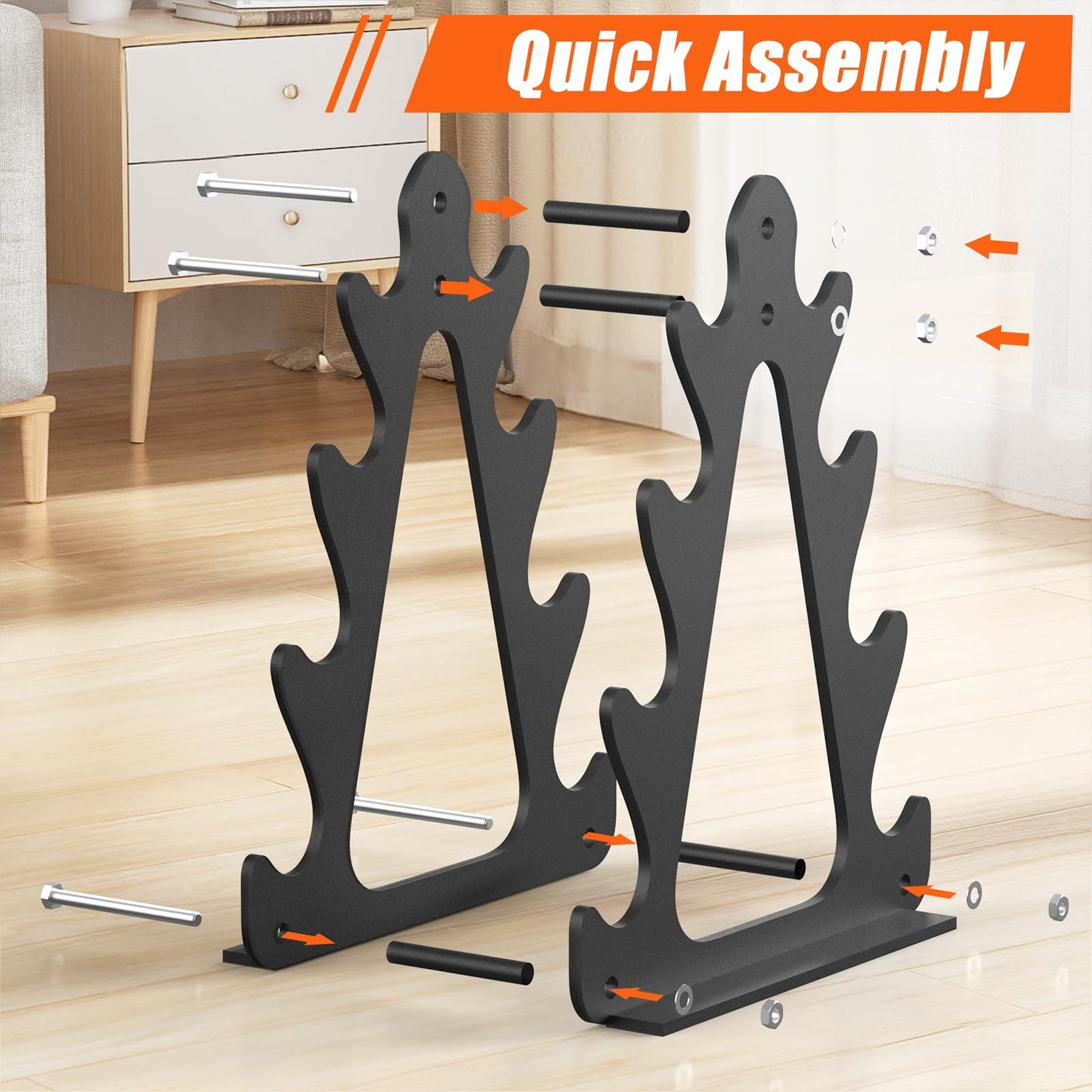 4-Tier Dumbbell Rack for 1-15 lb Weights (Dumbbell Rack Stand Only) Holds 5 Pairs Space-Saving Sturdy A-Frame Stand for Home Gym, Weight Rack for Women's Dumbbell Set