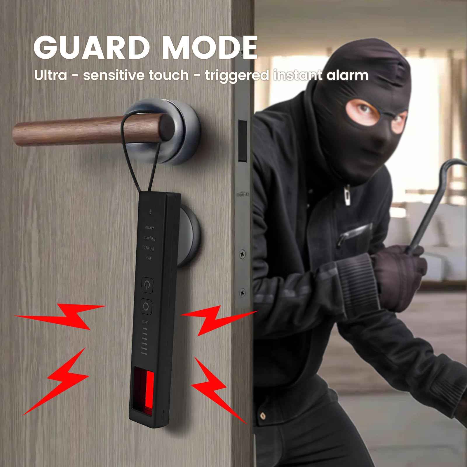Hidden Camera Detectors - Anti Spy Detector 2025 Pro Portable Finder, GPS Tracker Scanner, Bug Detector with 360° Detection for Hotel, Home, Office, Travel Security (Black)