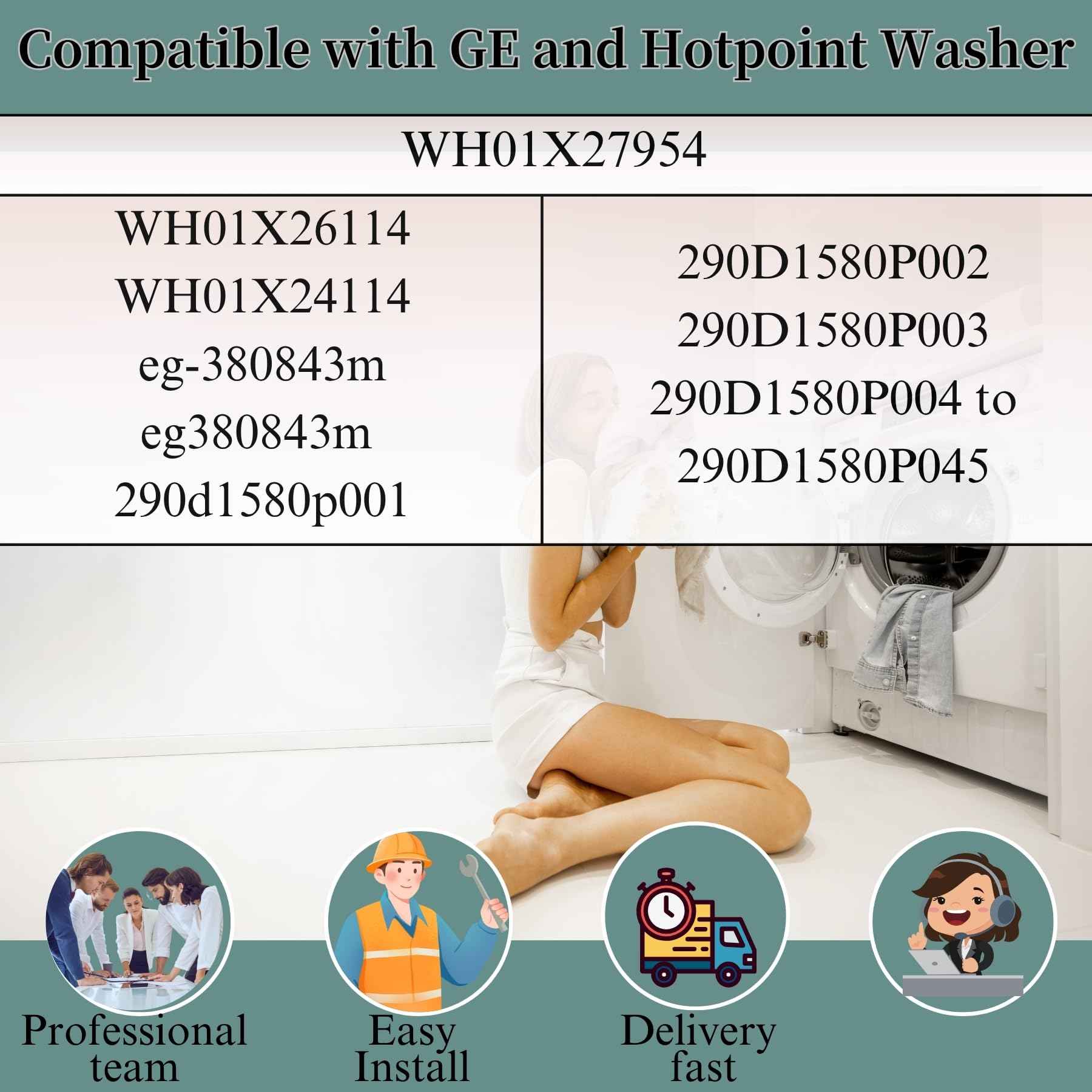 Upgraded WH01X27954 Washer Lid Lock Switch,WH02X24399 Lid Latch Striker and WH01X24381 Washing Machine Bezel Replacement Part Replace WH01X24114, 290D1580P001, 290D1580P002, 290D1580P004(3 PCS SST)