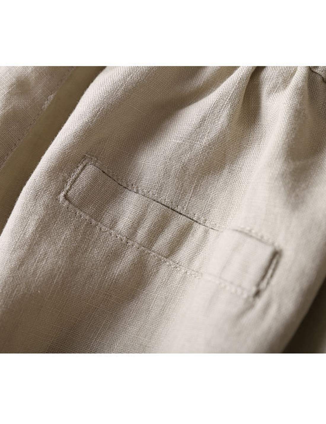 Tanming Linen Pants for Women Summer Casual High Waisted Drawstring White Beach Pant (Khaki, M)