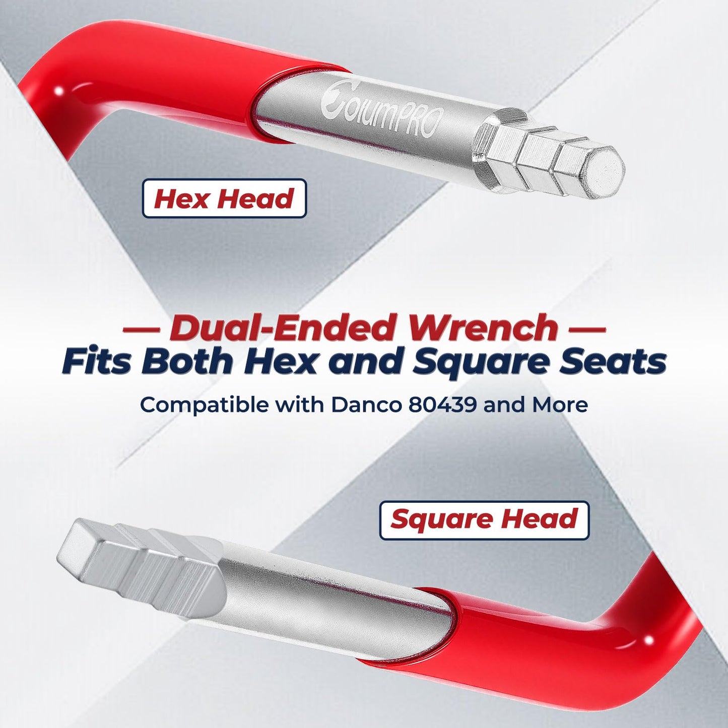 ColumPRO Faucet Seat Wrench, Dual-Ended Faucet Removal Tool, Compatible with Danco 80439, Faucet Tool for Installing Compression Seats, Hex/Square Under Sink Wrench