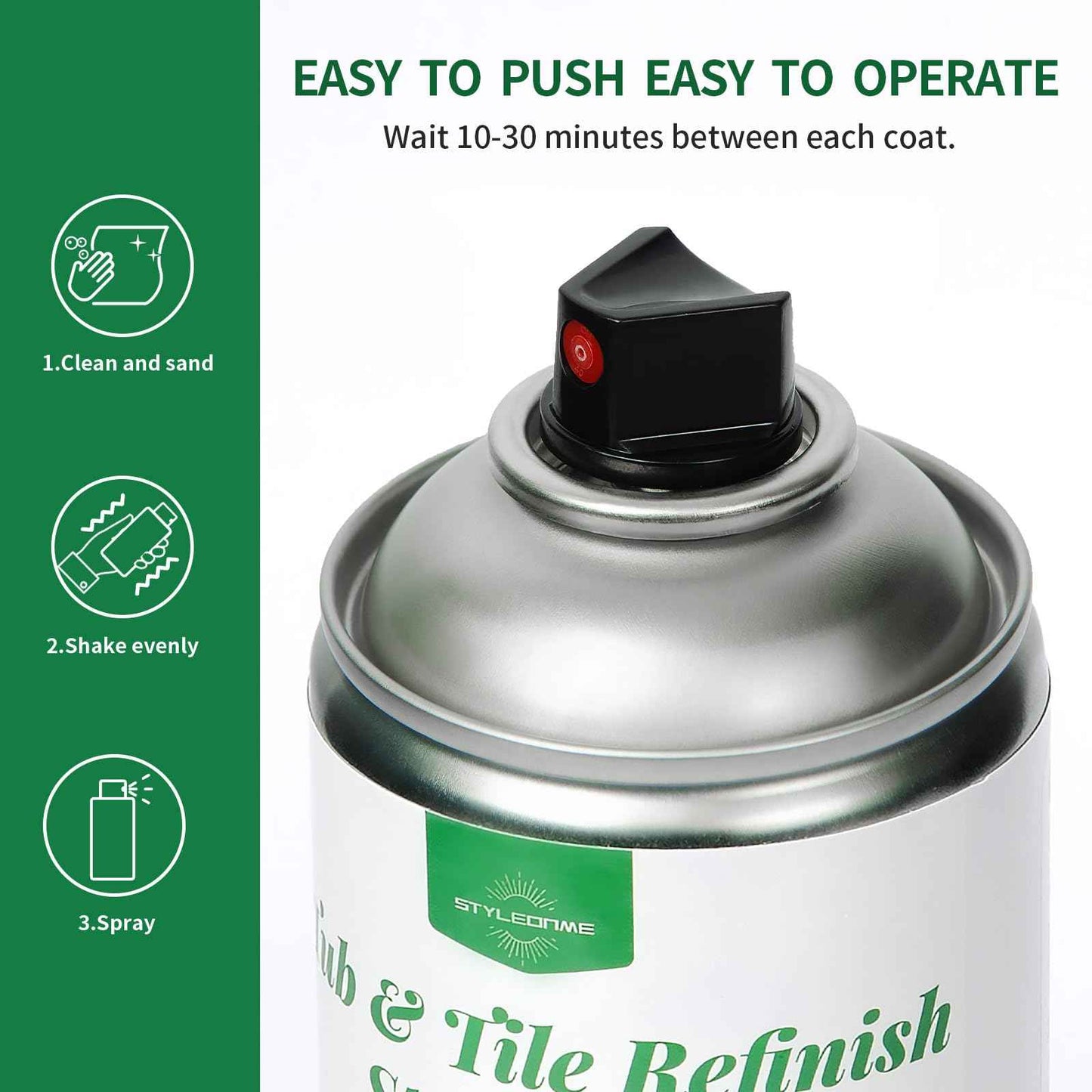 styleonme Tub and Tile Spray Paint Black, 450ml 1 pack, Diy Countertop Paint kit, Suitable for Ceramic, Porcelain, Fiberglass, Bathtub, Tile, Bathroom wall Repair Spray Paints