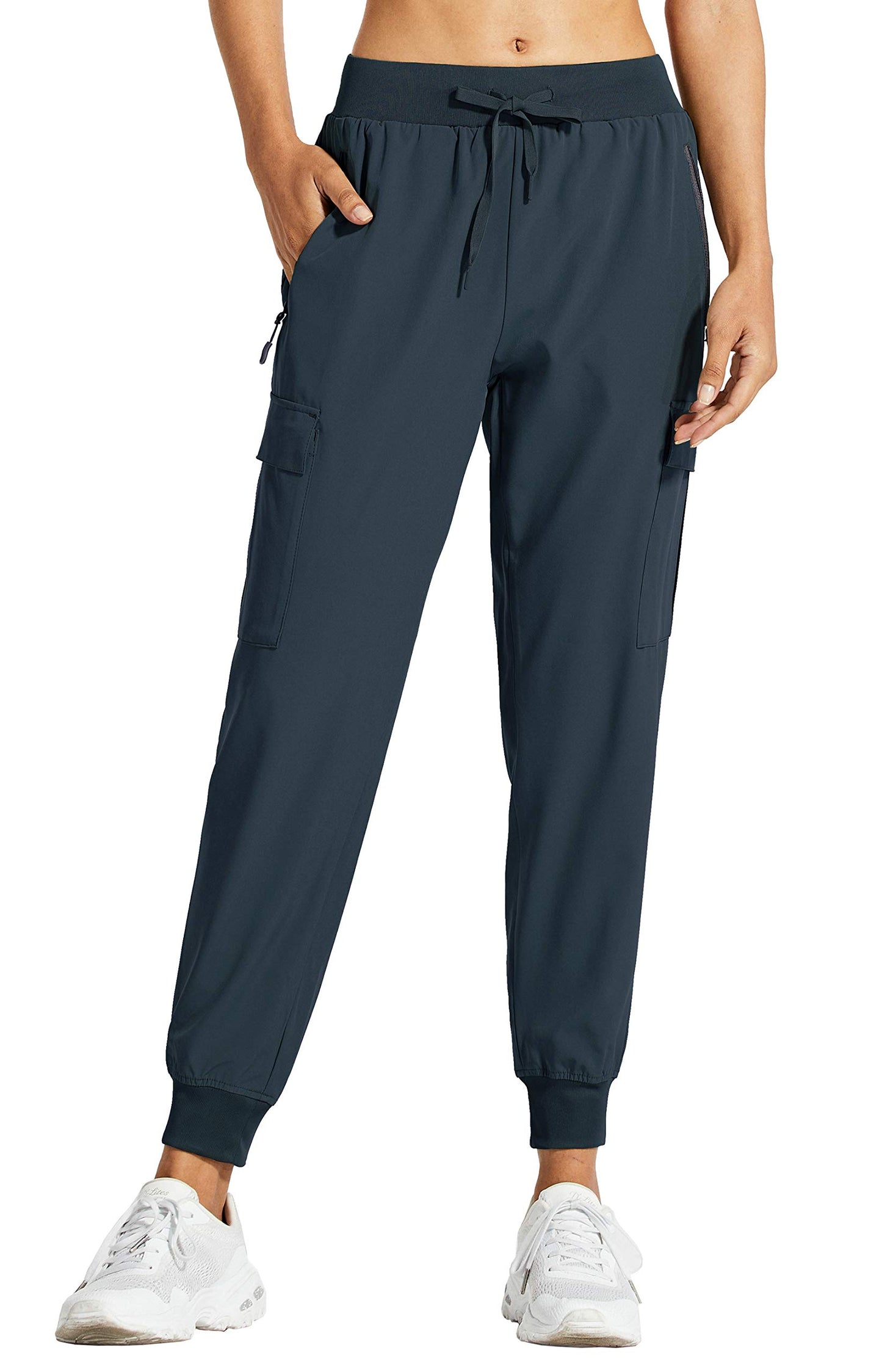 Libin Women's Cargo Joggers Lightweight Quick Dry Hiking Pants Athletic Lounge Casual Travel, Navy M