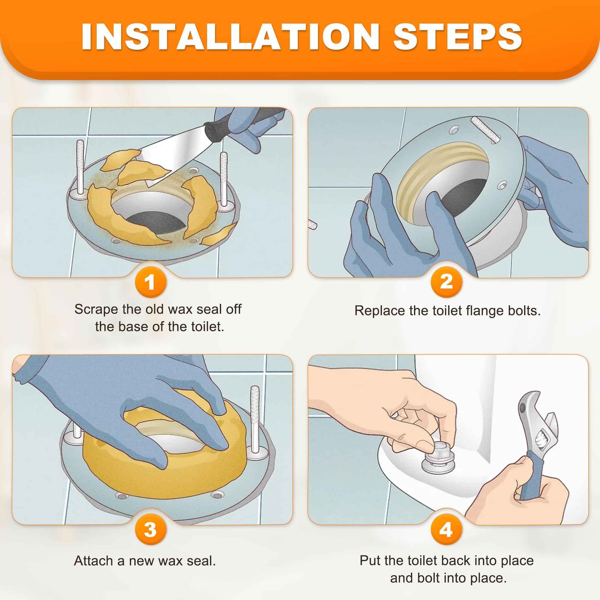Toiglo Toilet Extra Thick Wax Ring, Jumbo Wax Ring with Bolts for Floor Outlet Toilets New Install or Re-seat, Fits 3-inch or 4-inch Waste Lines (2 PCS)