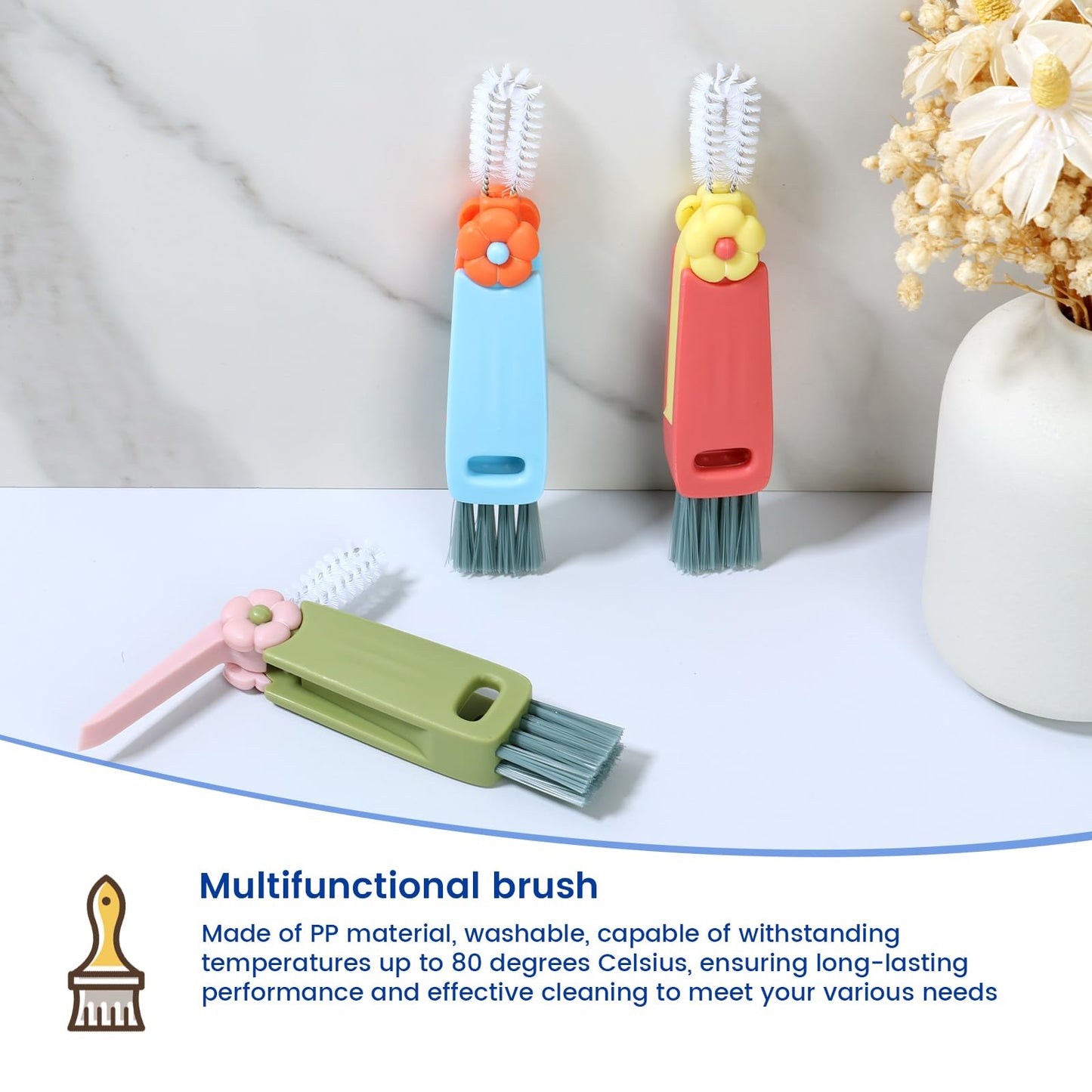 6Pcs Cup Lid Cleaning Brush Multifunctional Bottle Gap Cleaner Brush 180° Rotatable Cup Lid Gap Cleaning Brush Set Hangable Cup Crevice Cleaner Portable 3 Colors Cup Lid Cleaner for Bottle Cleaning