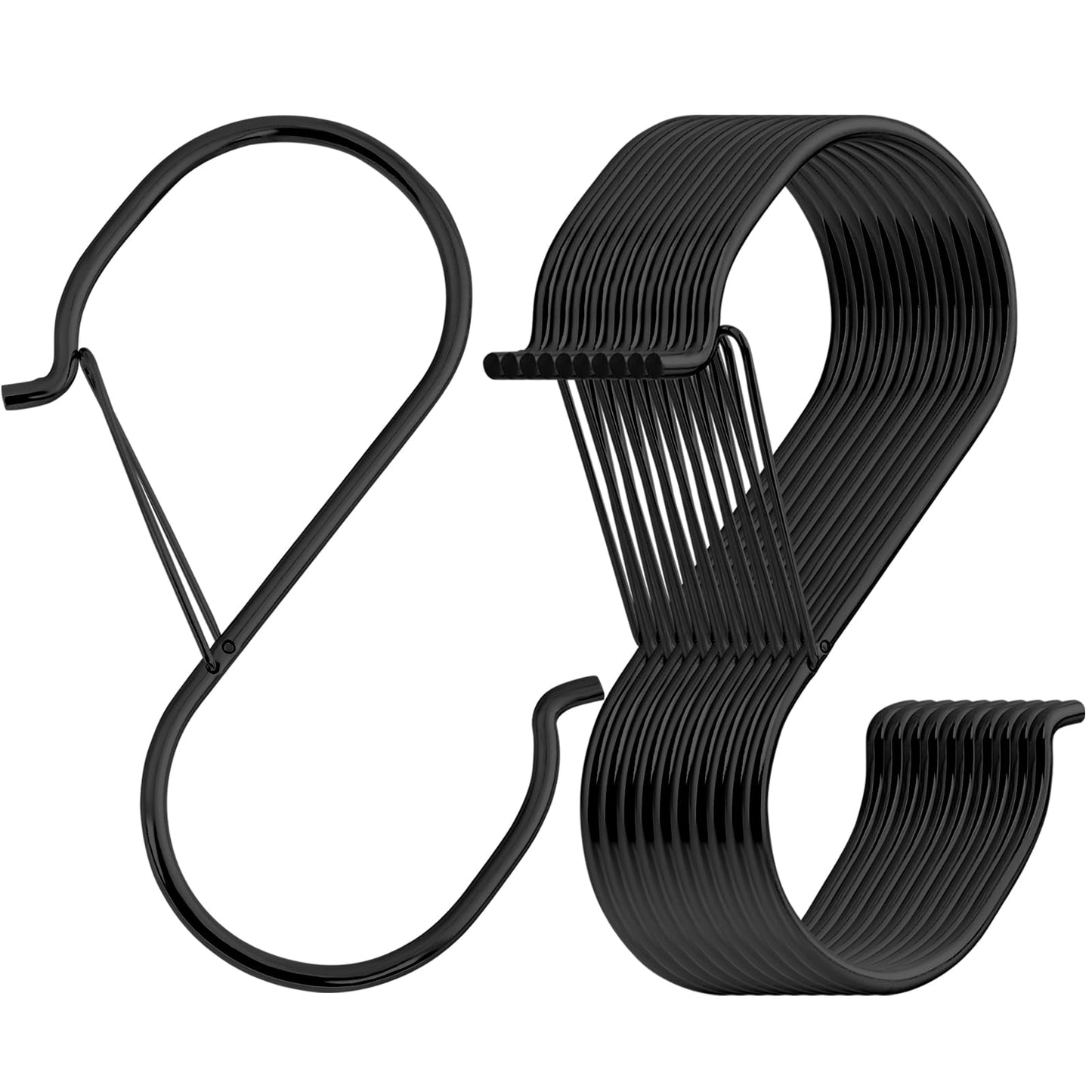 HCTESCO Heavy Duty Large S Hooks, 4.96 inch, Black, Set for Hanging Plants, Carabiners, Kitchen Cabinet Handles,s Hooks Buckle Side is Suitable for mostrods,Less Than 1.2inch in diamete(4)