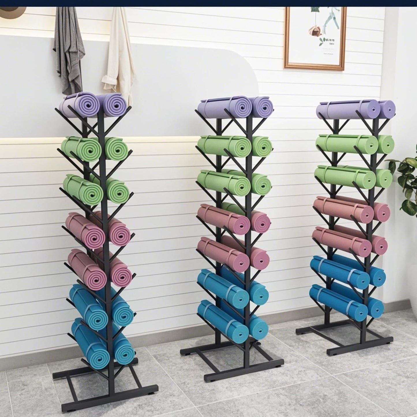 SHZYJBRY 7-Tiers Skateboard Racks, Free Standing Metal Snowboard Ski Storage Racks, Home Gym Organize Holder for Deck Longboard, Space Saving(Black, 7-Tier)