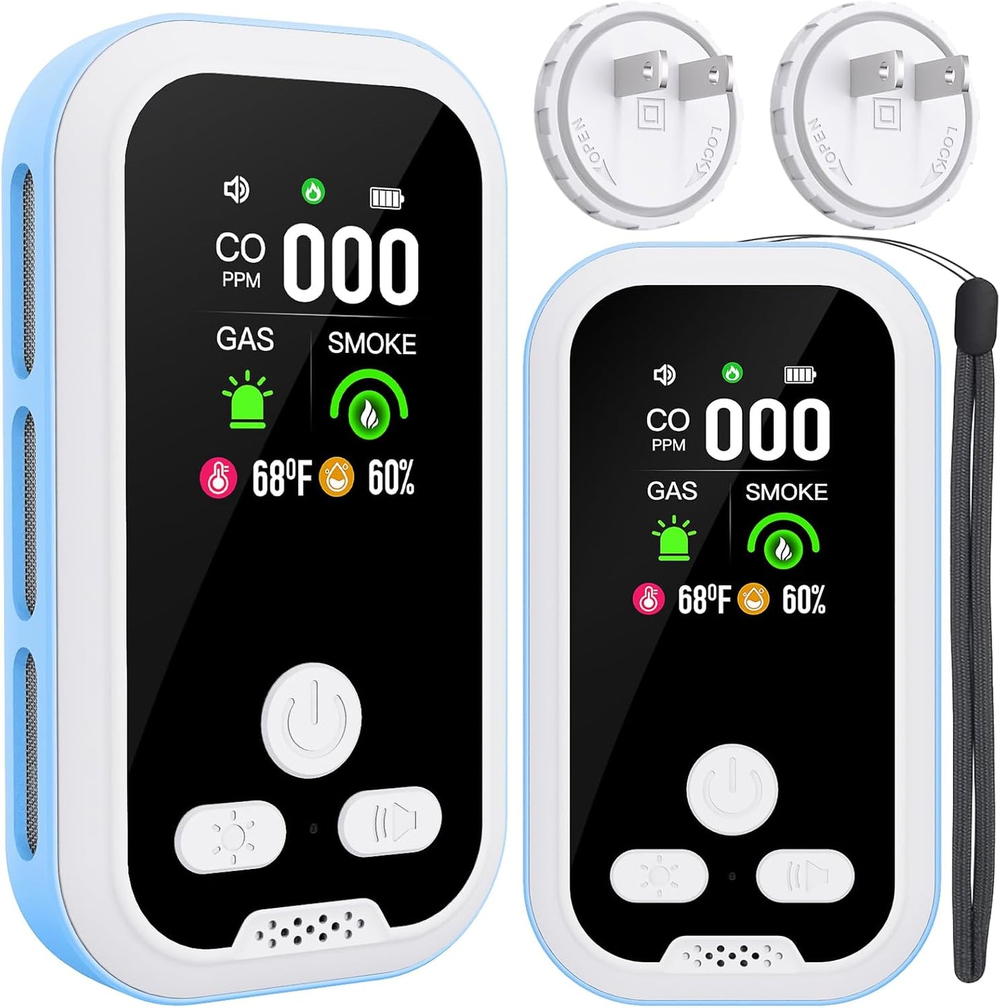 5-in-1 Carbon Monoxide Detector with LCD Display - CO, Gas, Smoke, Temp & Humidity Alarm for Home, RV & Camping Safety