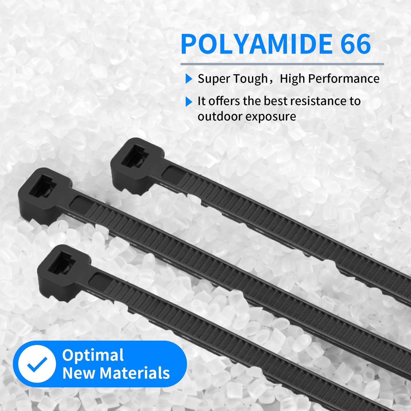 MasiStranth 100PCS 18 inch Black Zip Ties 120LBS Tensile Strength Self-Locking heavy duty UV Resistant Cable Tie Wraps for indoor and outdoor use(Black)