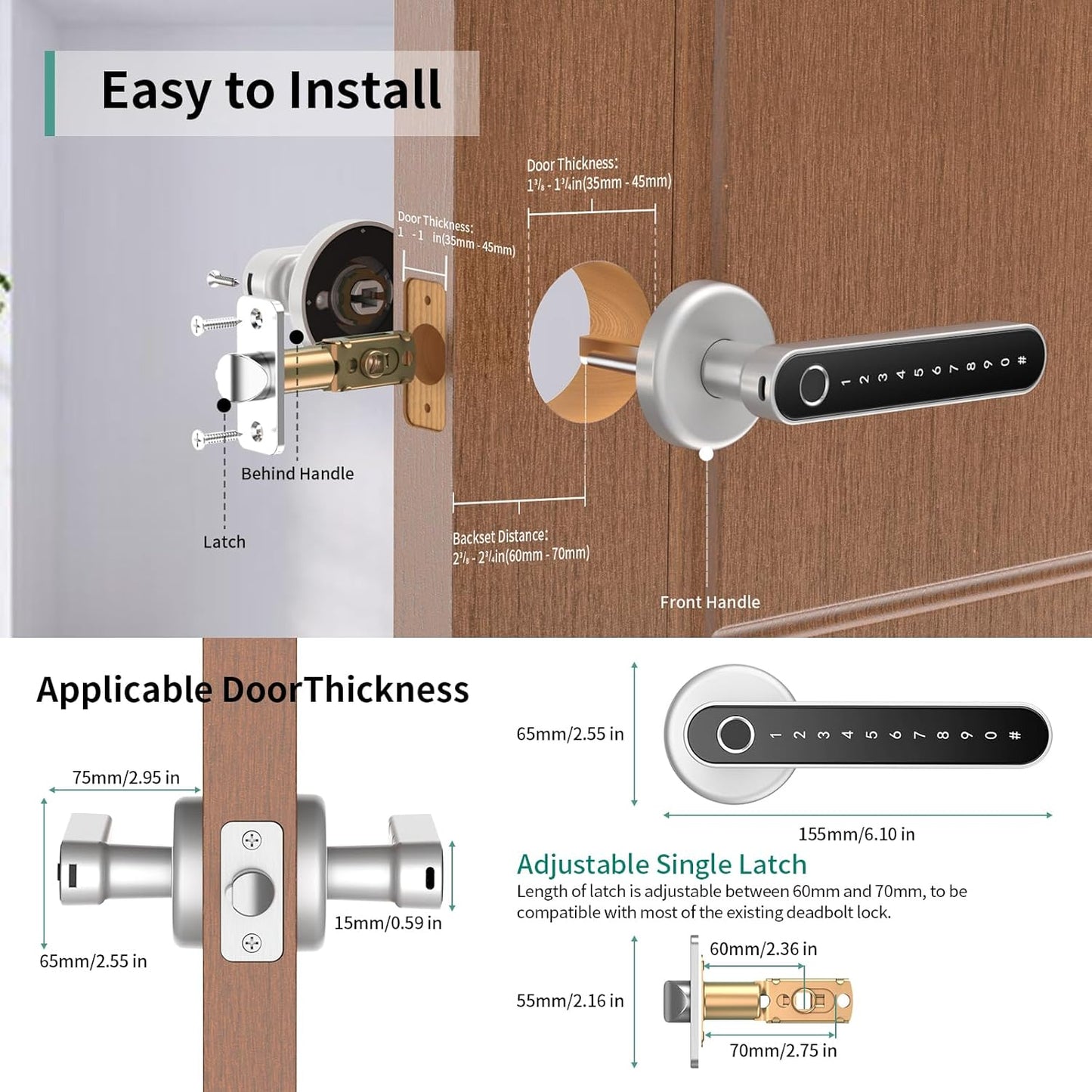 Smart Fingerprint Door Lock with Keypad - Keyless Entry Lock for Home & Office