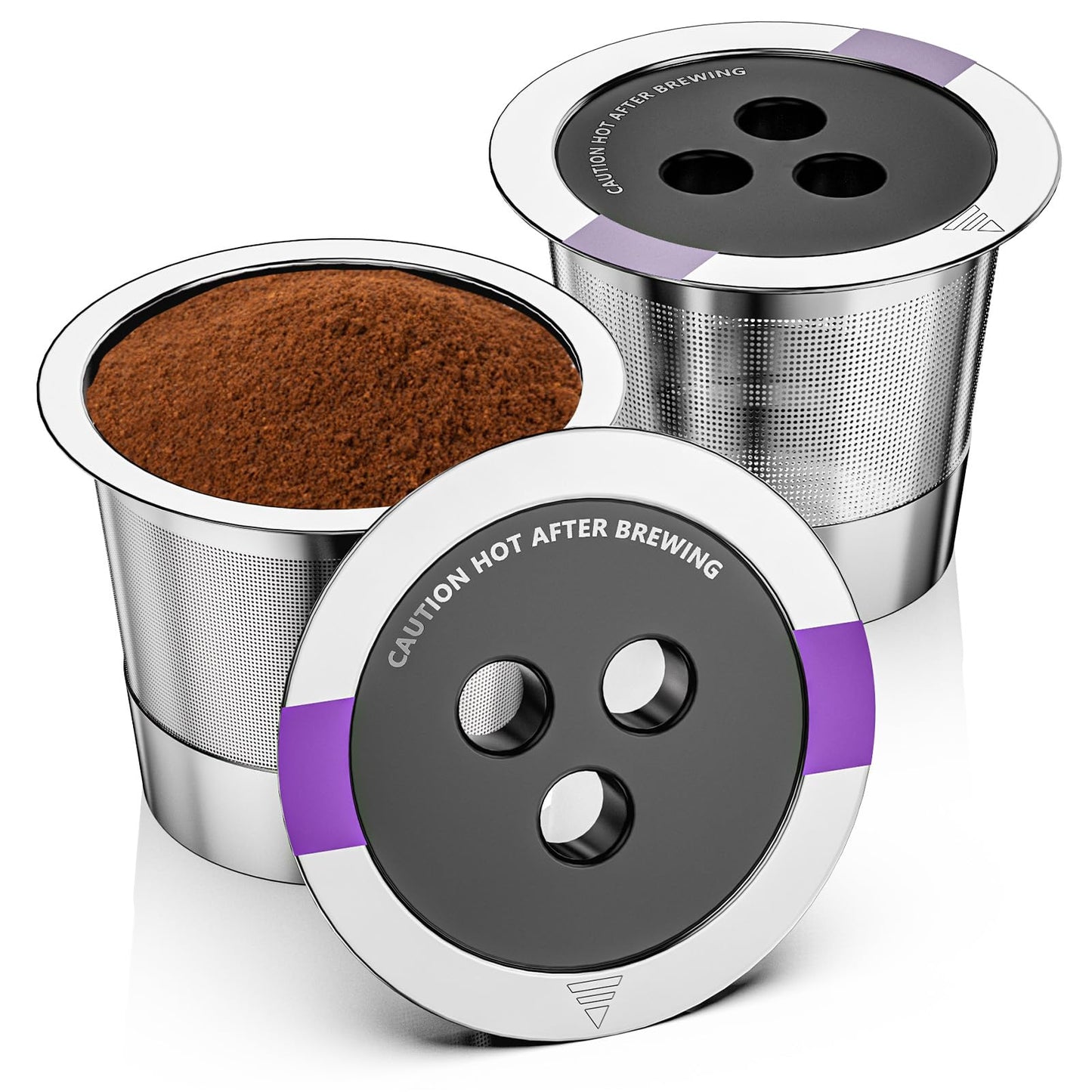 Stainless Steel Reusable Coffee Pods with 3 Holes, For Compatible with Ninja Coffee Maker, compatible with Ninja Coffee Makers (CFP201, CFP300, CFP301, CFP305, CFP307, CFP400) (2)