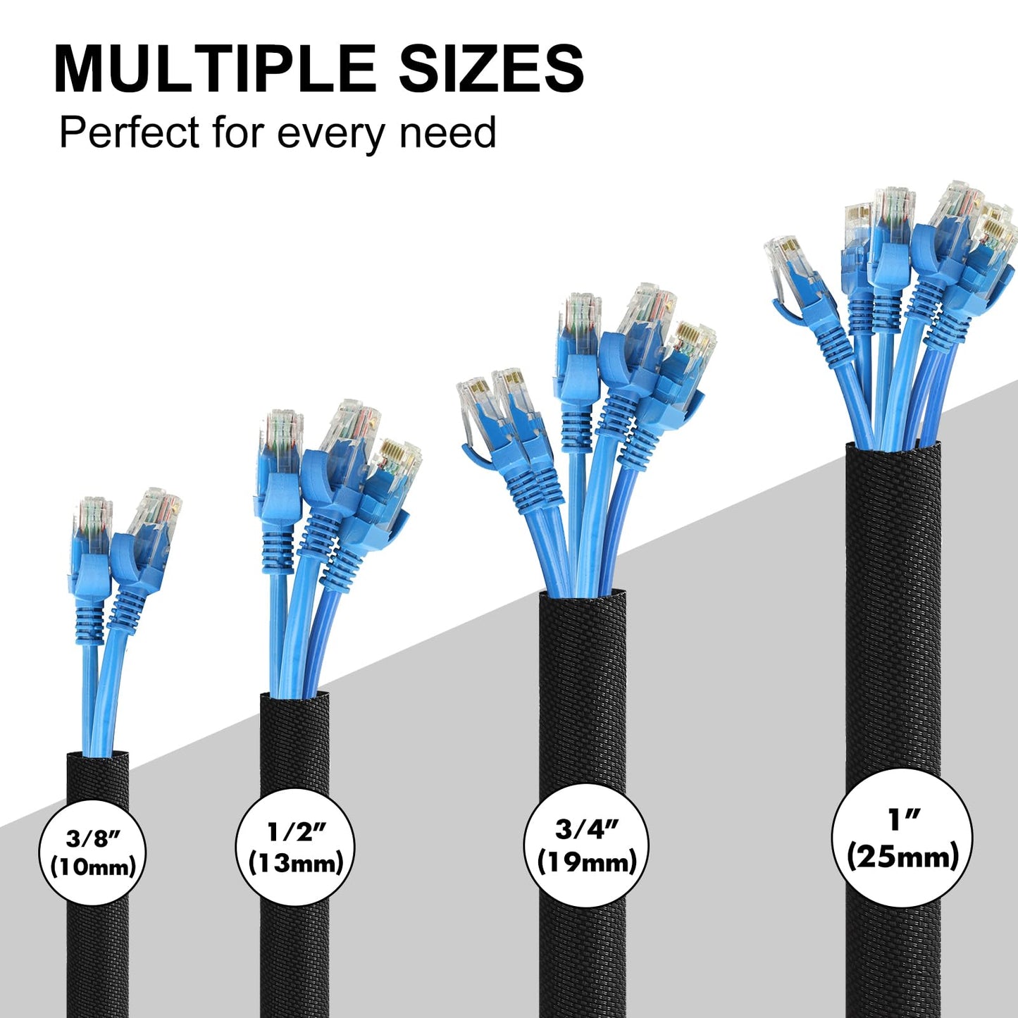 Secbolt Cord Protectors from Pets No Chew, 10ft - 1/2 inch Ultra Durable Cord Covers for Pets, Bite-Resistant Cable and Wire Protector for Cats, Dogs, Rabbits - Black