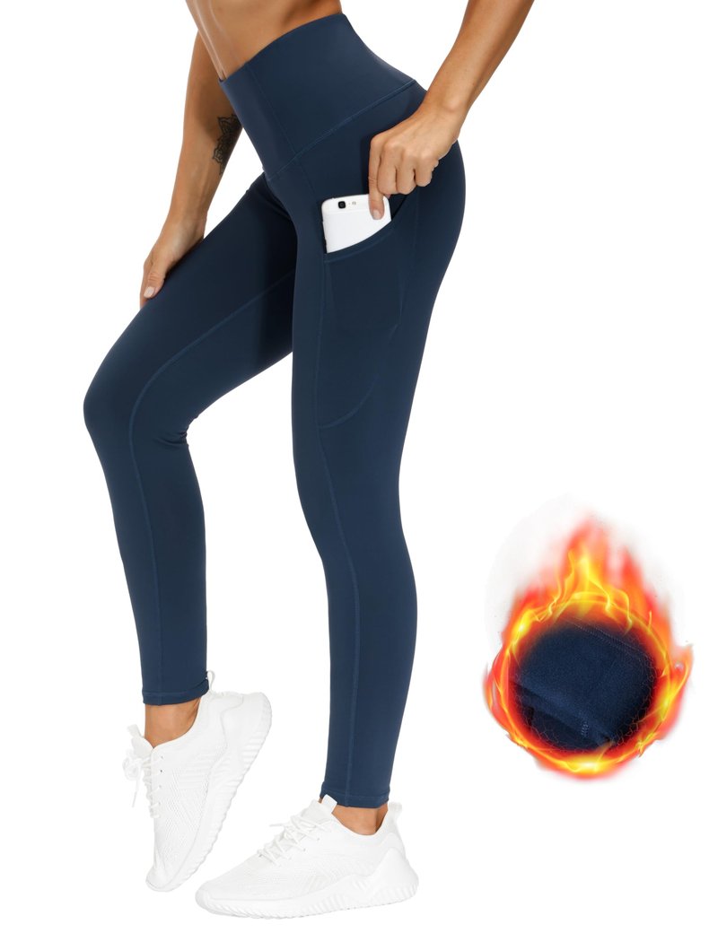 THE GYM PEOPLE Thick High Waist Yoga Pants with Pockets Fleece Lined Tummy Control Workout Leggings for Women