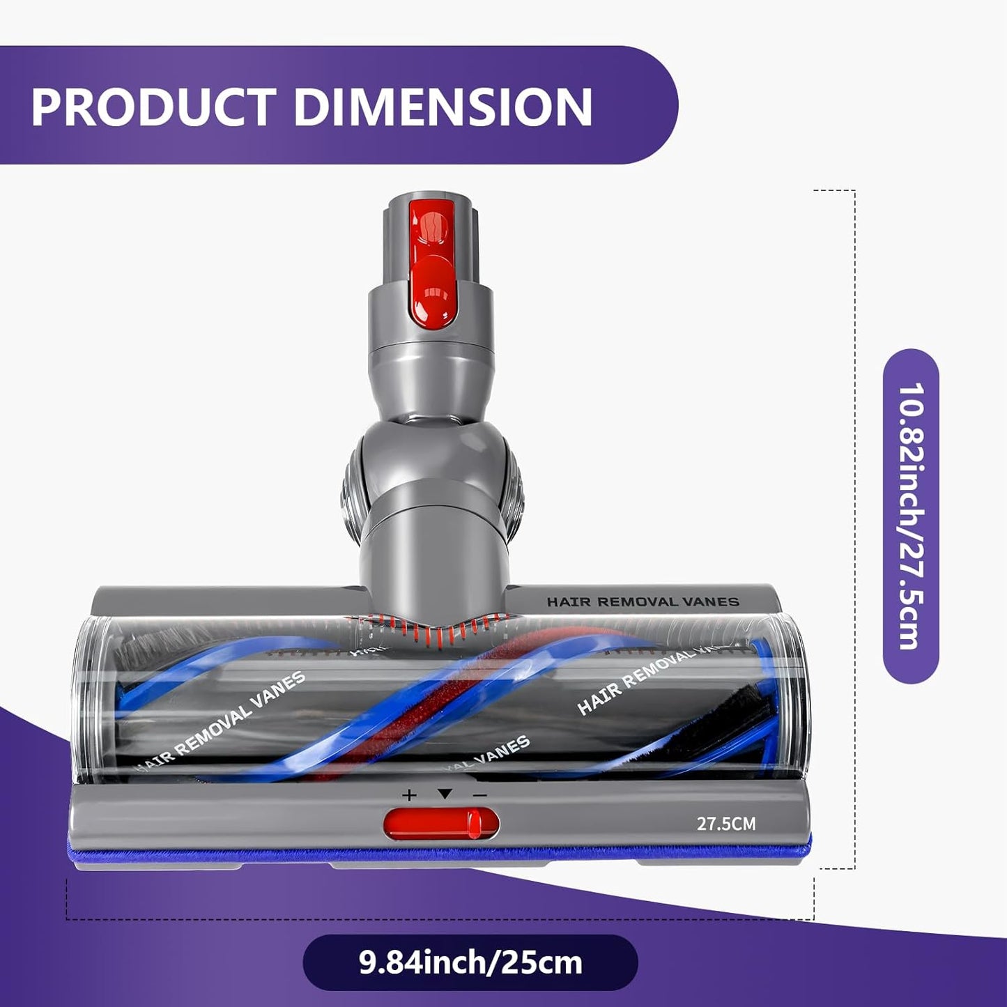 Dyson V7 V8 V10 V11 V15 Mini Motorized Brush Head - Anti-Tangle Tool for Long & Pet Hair