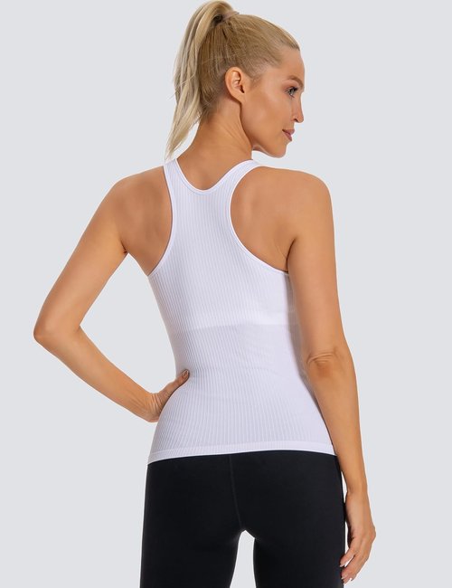 MathCat Workout Tank Tops - Built-In Bra Sleeveless Yoga Shirt for Women | Seamless Racerback Design