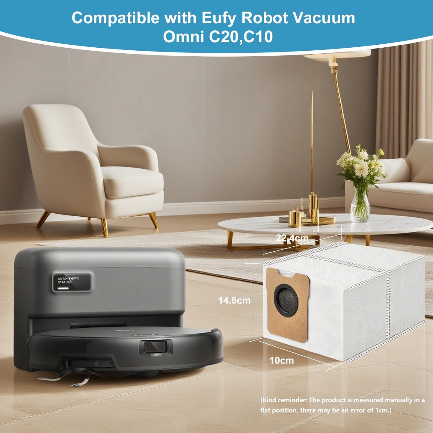 WAIKAS 6 Pack C20 C10 Dust Bags for Eufy Omni C20, C10 Robot Vacuum Cleaners - Large Capacity Replacement Accessories