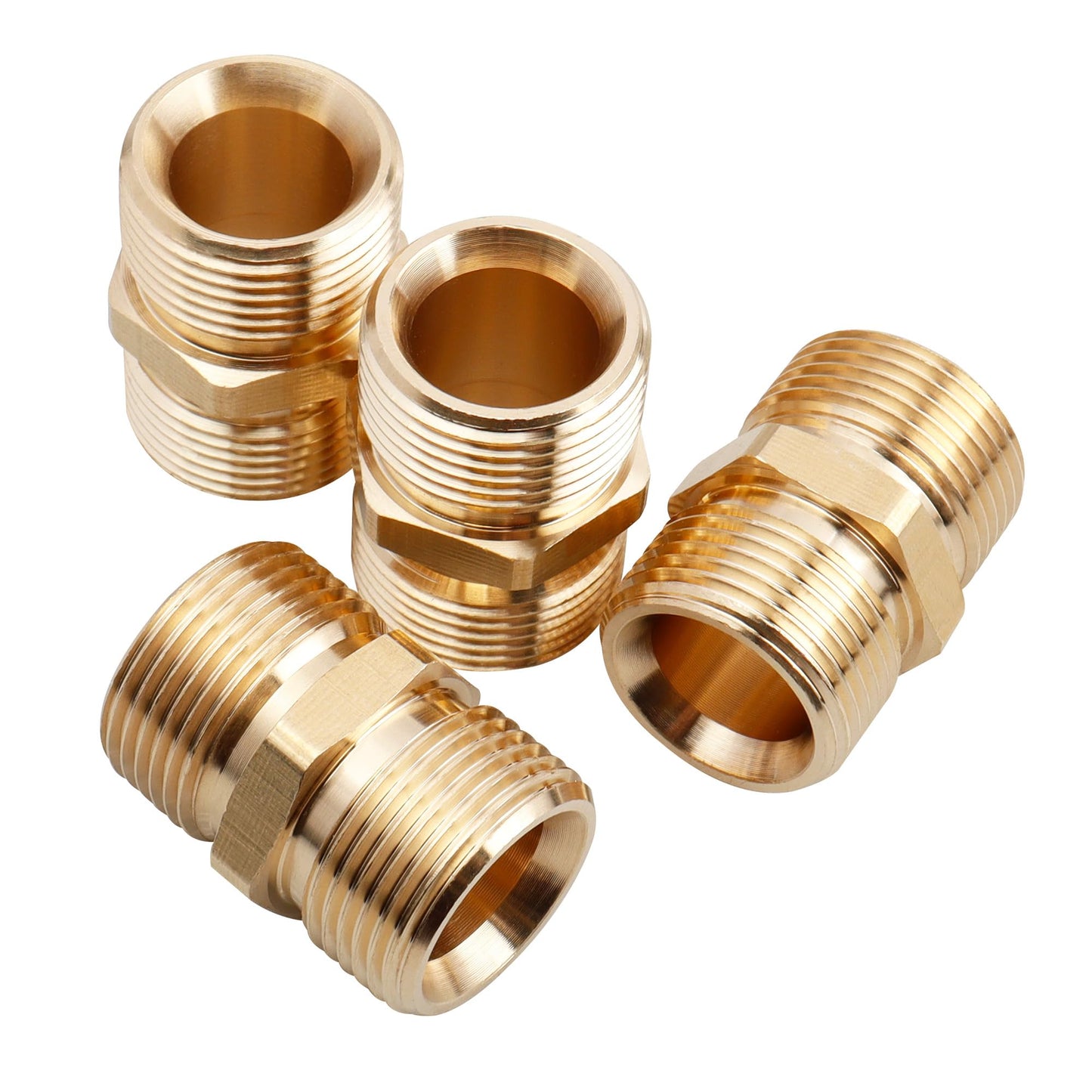 Yakamoz 4Pcs Pressure Washer Hose Adapter, M22-14mm Male Coupler 5000PSI Power Washer Hose Connector Extension Fittings, Heavy Duty Brass, Leak-Free Design