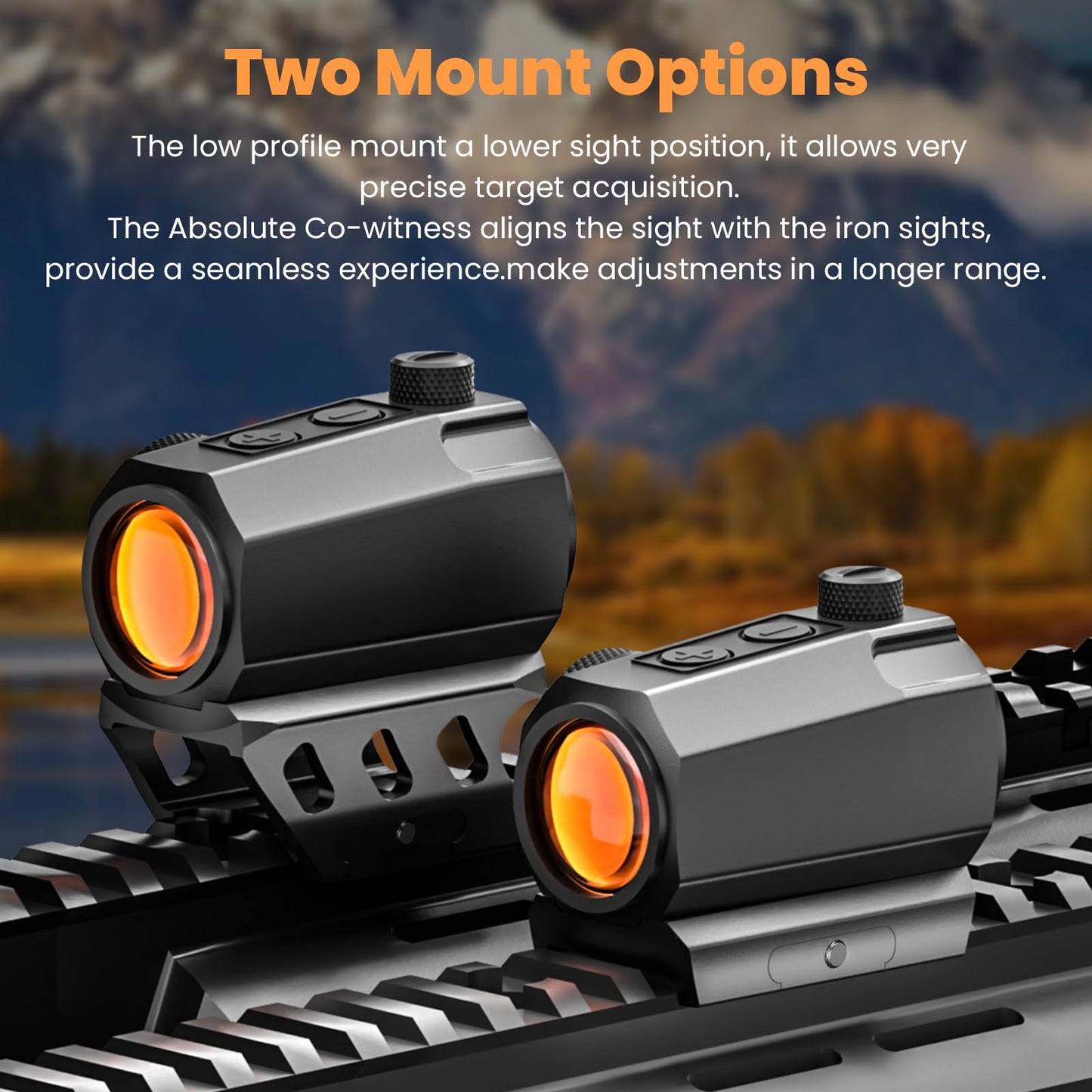 Red/Green Dot Sight Motion Awake 2MOA Red Dot IPX7 Waterproof 1000G Shockproof Compact Optics Scope 10 Brightness with Co-Witness Riser and Low-Profile Mount Rifle Scope for 20mm Rail Mount