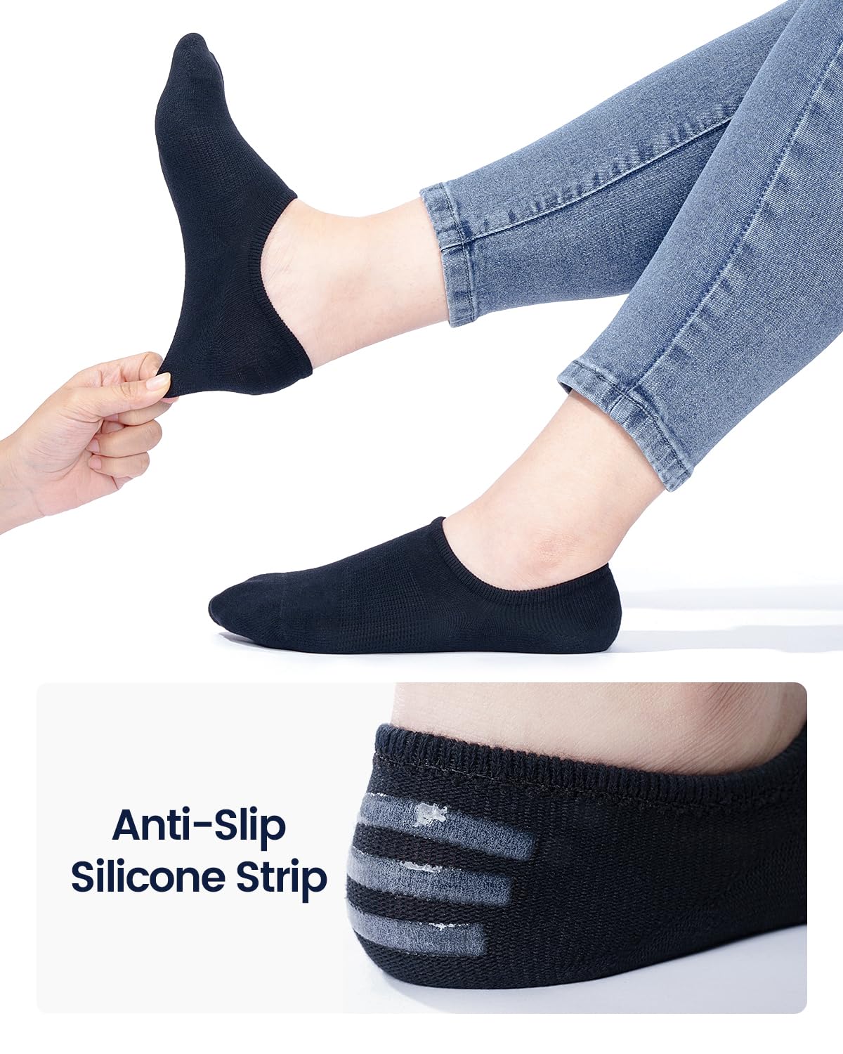 IDEGG No Show Socks Women & Men Low Cut Ankle Short Athletic Running Casual Invisible Liner Socks (US, Alpha, X-Large, Regular, Regular, N_6 Pairs(3 Black+3 White))