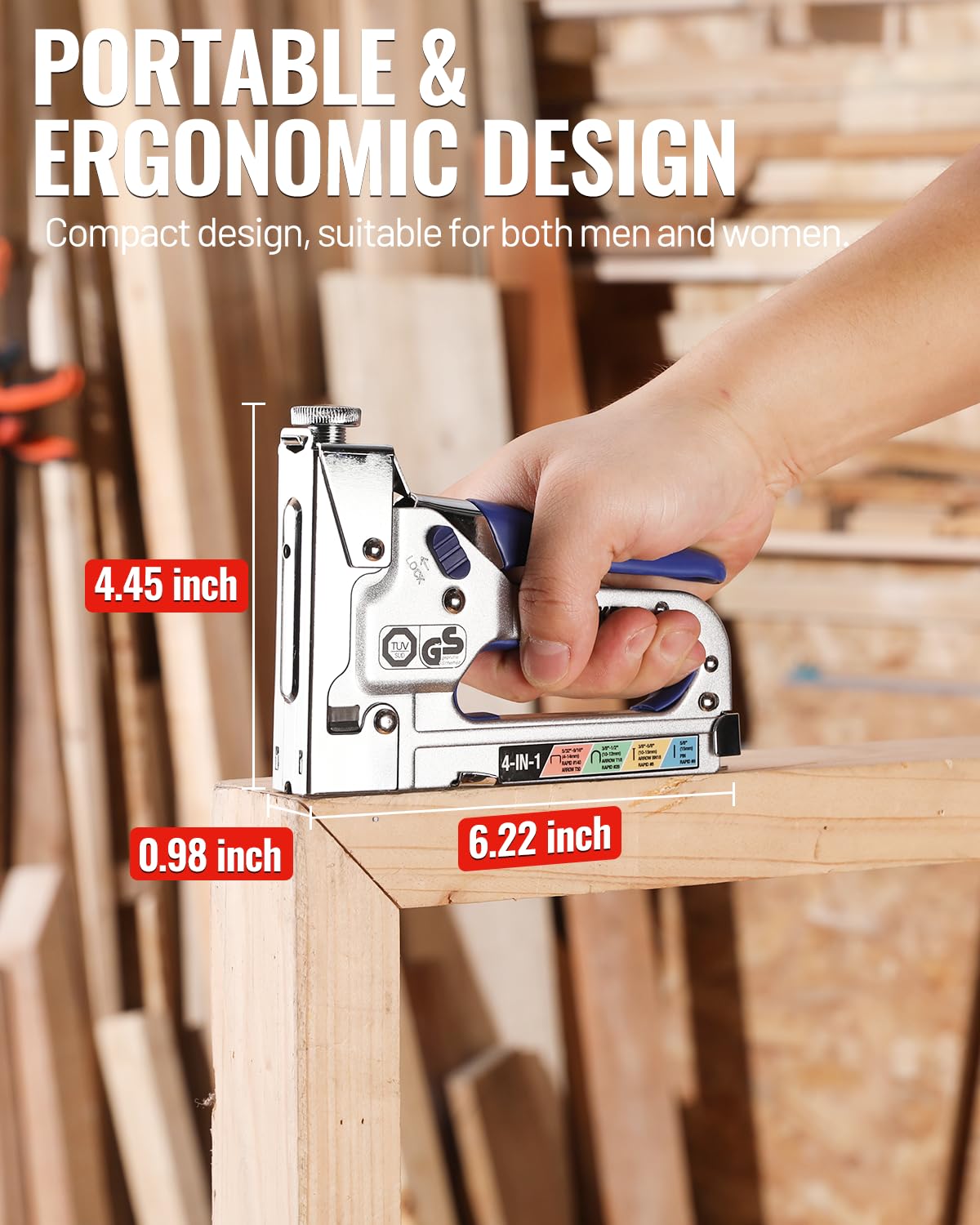 WORKPRO 4-in-1 Staple Gun, Manual Brad Nailer with 2000 Counts Staples, Upholstery Stapler Nail Gun for Fixing Material, Decoration, Carpentry, Furniture, Doors and Windows