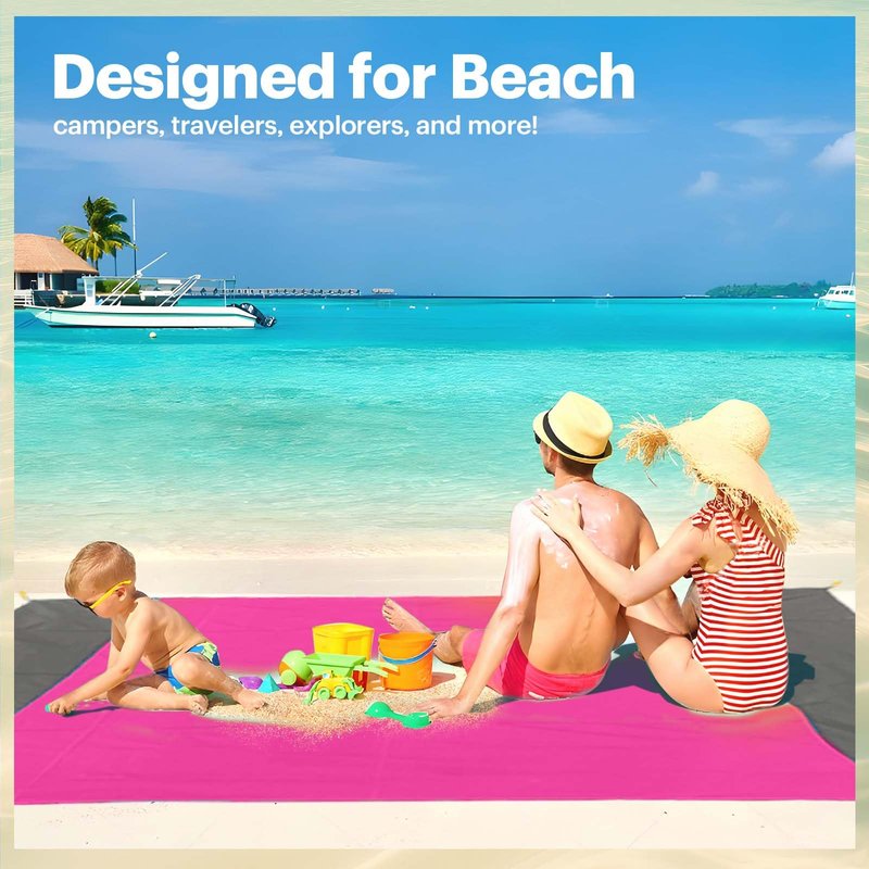 EASYFUN Beach Blanket Sandproof Oversized, 79''×83'' Extra Large Beach Mat, Portable Picnic Mat for Travel Camping Hiking, Lightweight Beach Essentials Family Water Resistant Mat Nylon 210T