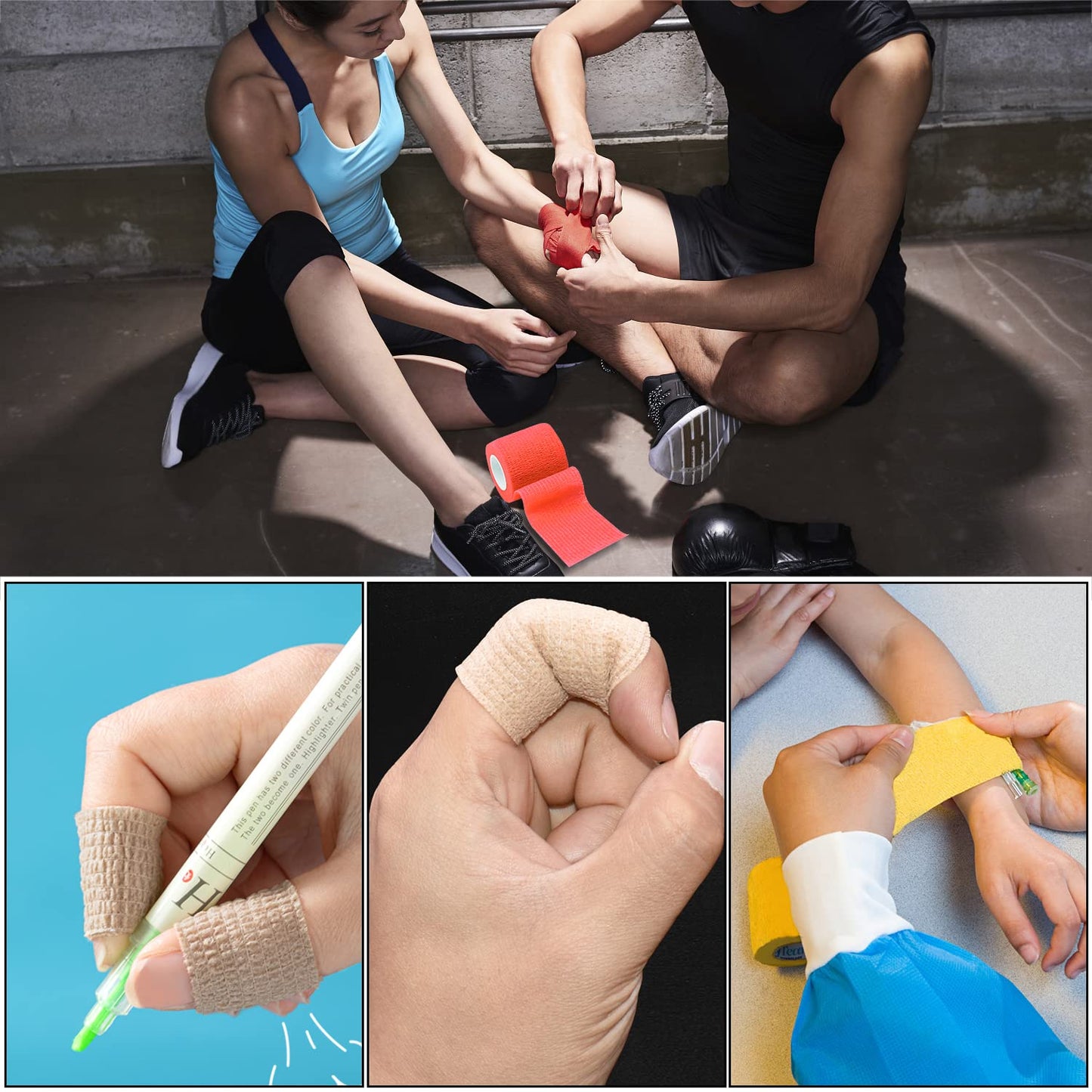 2" Self Adhesive Bandage Wraps, 6pcs Vet Wraps, Dark Blue, 5 Yard Self Adherent Wraps for Sports, Wrist, Ankle and Swelling
