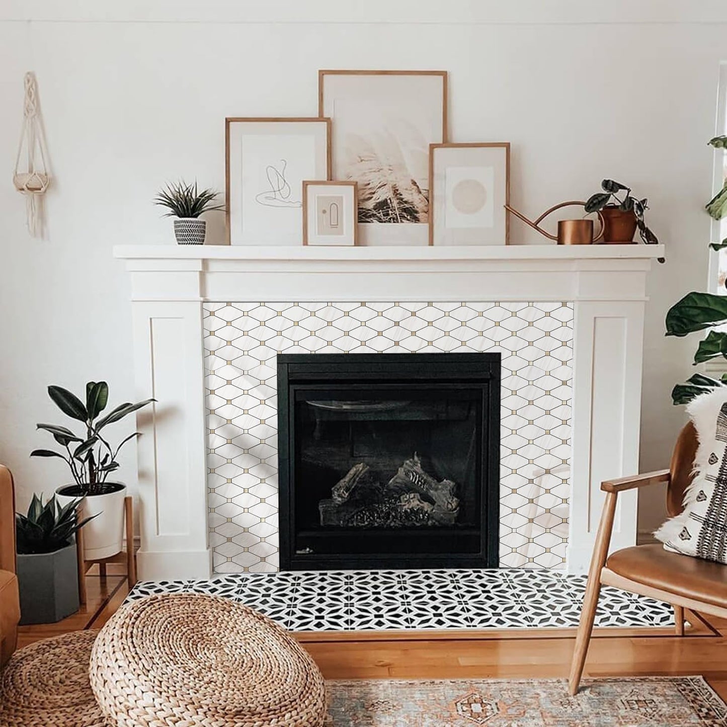 STICKGOO 1 Sheet Peel and Stick Backsplash, Polished Dolomite PVC Mixed Metal Gold Kitchen Backsplash, Stick on Backsplash Wall Tiles for Kitchen, Bathroom, RV