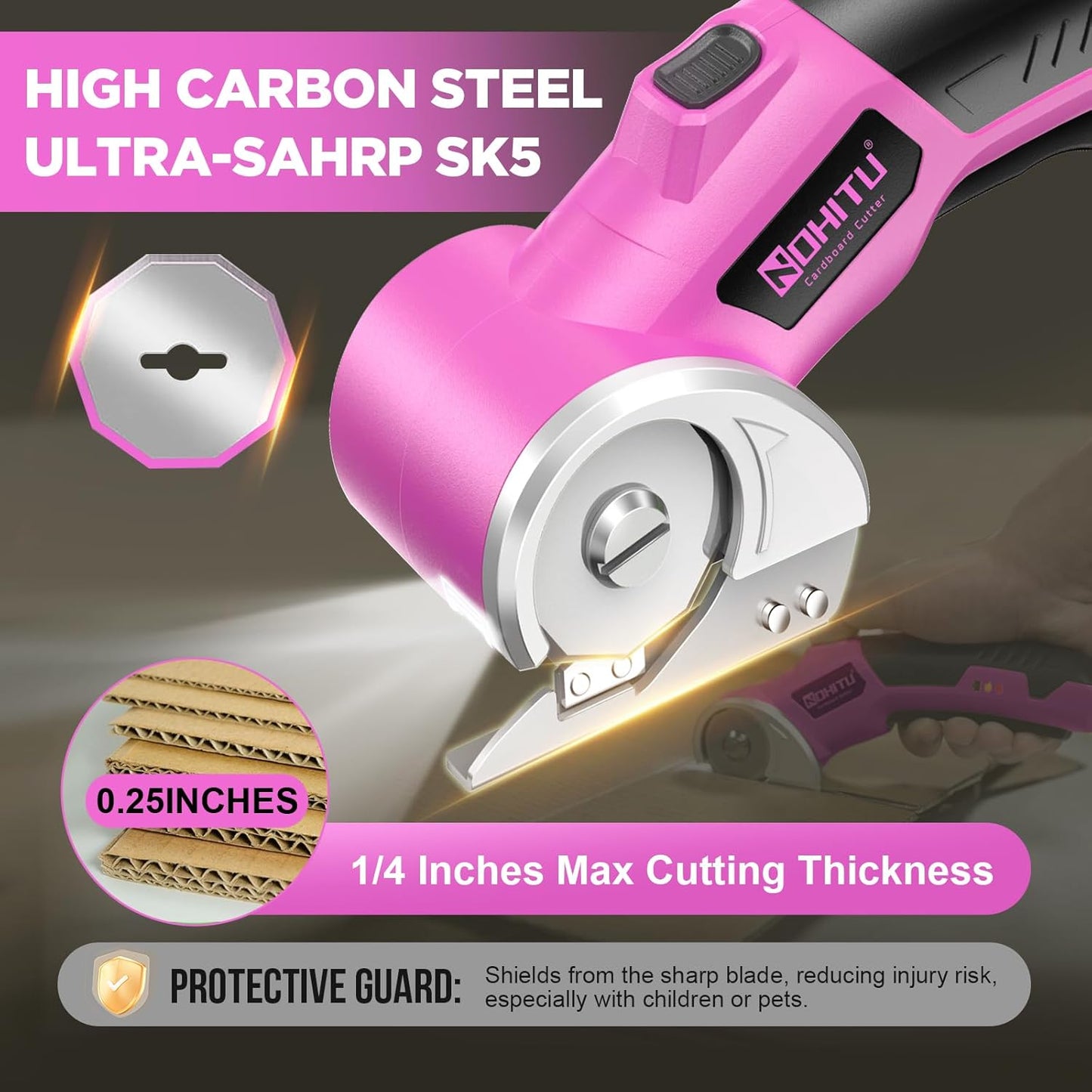 Rechargeable Cordless Electric Scissors - 4V Rotary Cutter with LED Light & 2 Blades for Fabric, Cardboard, and Plastic