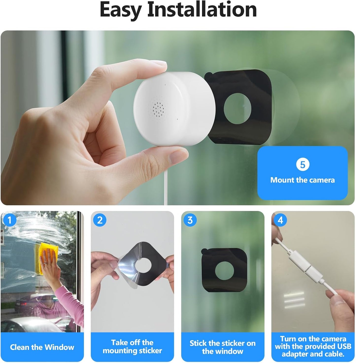 2K Indoor Security Camera with Starlight Night Vision & AI Detection - 24/7 Recording, 2-Way Talk, Easy Install