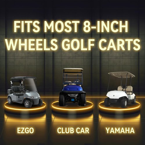HANGKUNNEE Golf Cart SS Wheel Covers Hub Caps for EZGO Club Car Yamaha, 8 inch Golf Cart Hub Caps, Set of 4 Wheel Covers, Black and Silver