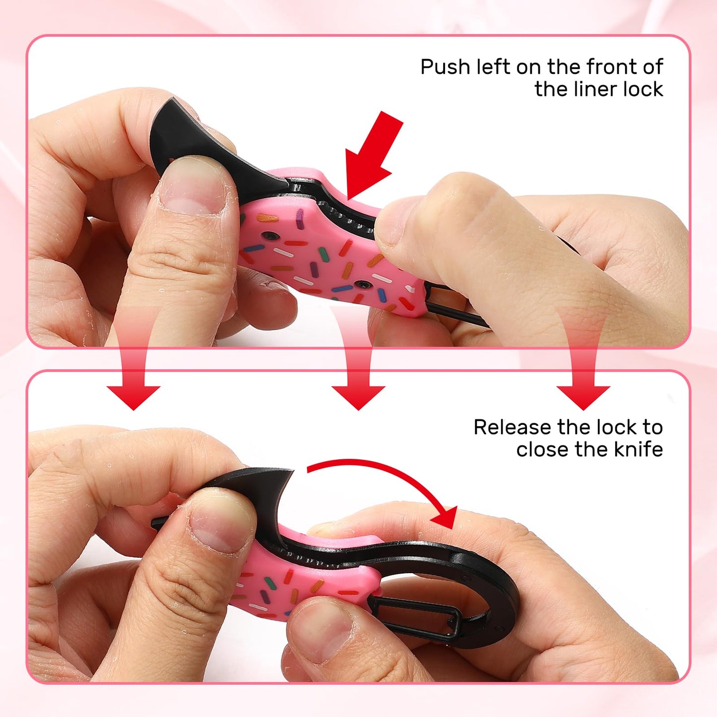 Donut Folding Pocket Utility Knife,1.34''Blade Small EDC Knife,Pink Pocket Knife for Women Men,Cute Folding Knife Box Cutter,Perfect Christmas Gift for Women(Donut)