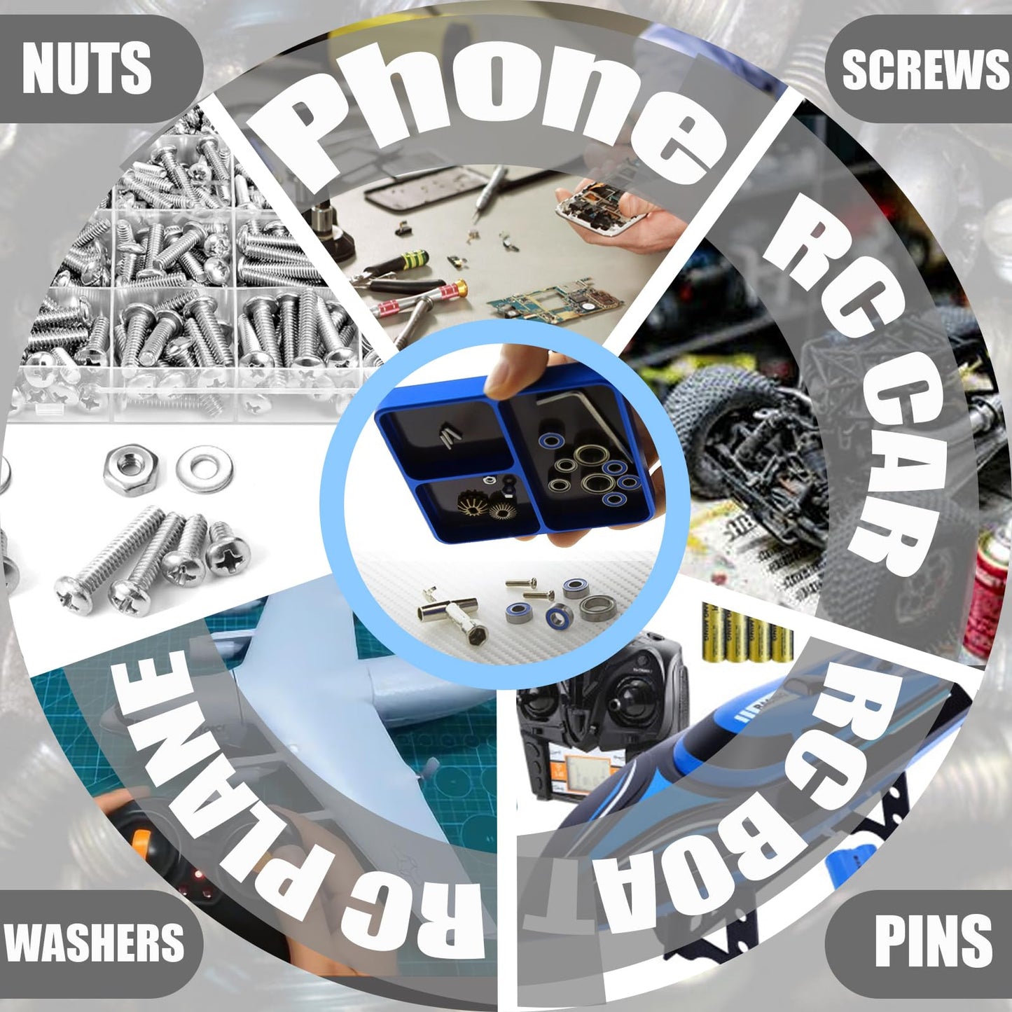 Magnetic Electronic Repair Screws and Parts Organizer Parts Tray Small Parts and Screws Holder for Organization Magnet Tool Tray Parts Holder for Screws, Sockets, Bolts, Pins, RC Car Boat Plane Phones