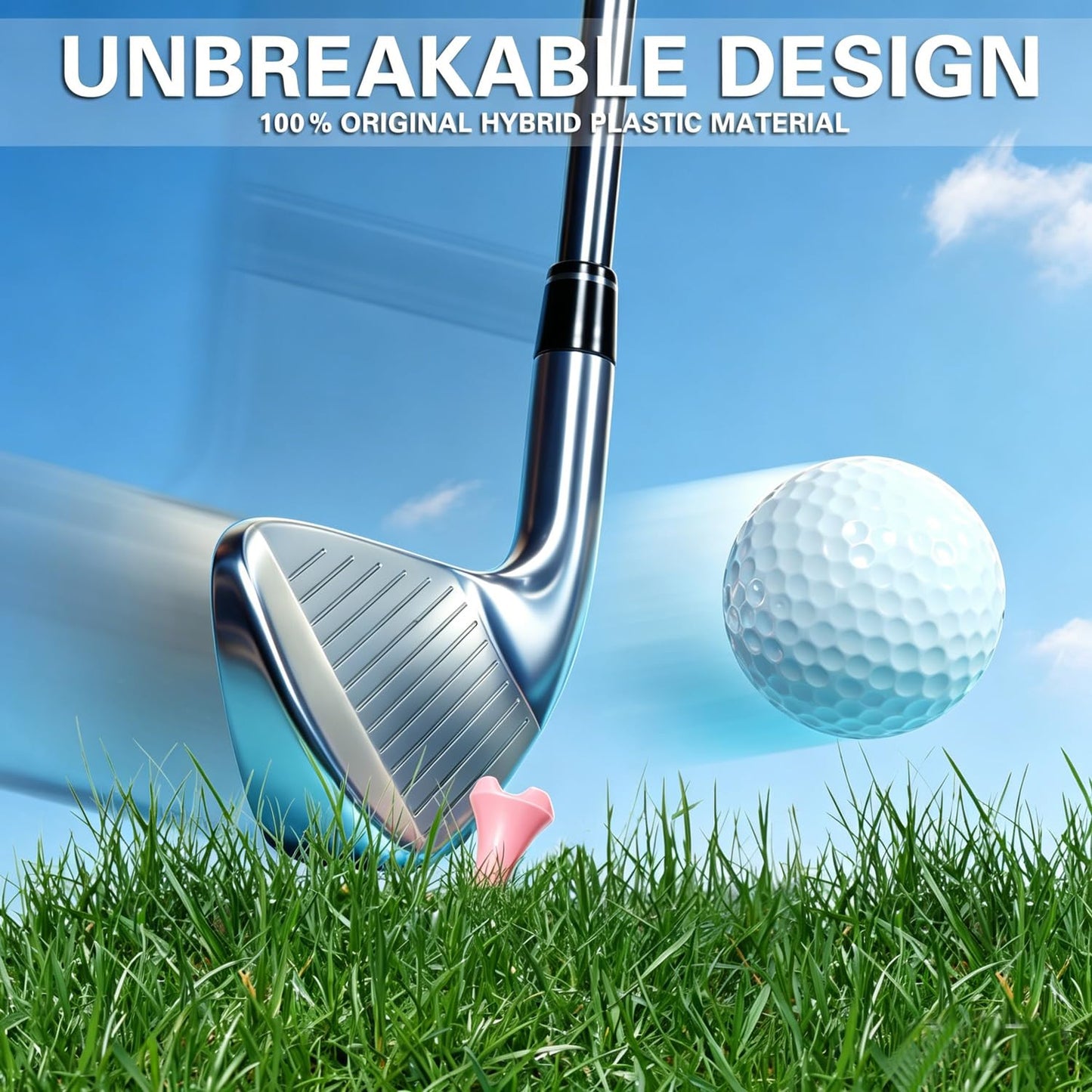 EWILLING Stable & Durable Plastic Golf Tees 60Pcs Size 2-3/4 Inch or 3-1/4 Inch Packaged in Plastic Jar with Lid Available Pink White Blue Color