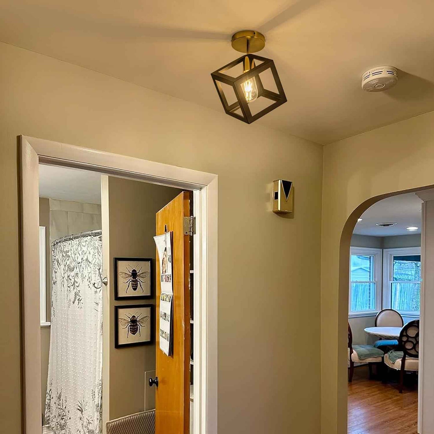 Brushed Nickel 3-Light Flush Mount Ceiling Light Fixture - Modern Geometric Design for Living Room, Kitchen, Dining Room, and Hallways