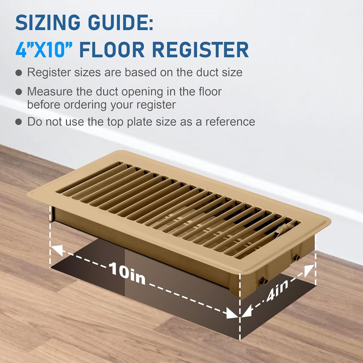 Heavy Duty 4x10 Inch Metal Floor Vents - 6 Pack Rust Proof Air Vent Covers for Home